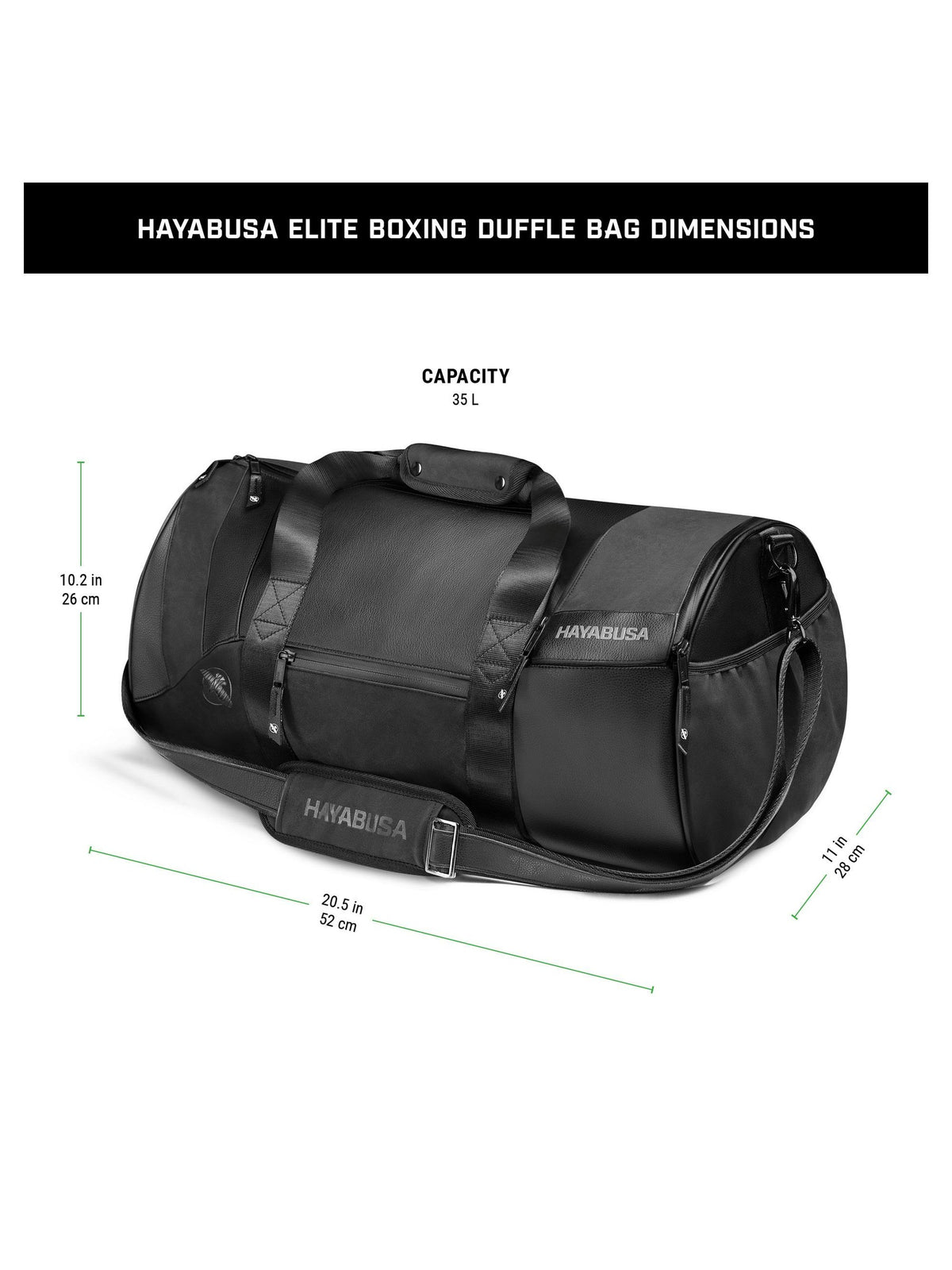 Hayabusa Elite Boxing Duffle Bag, black, feature graphic