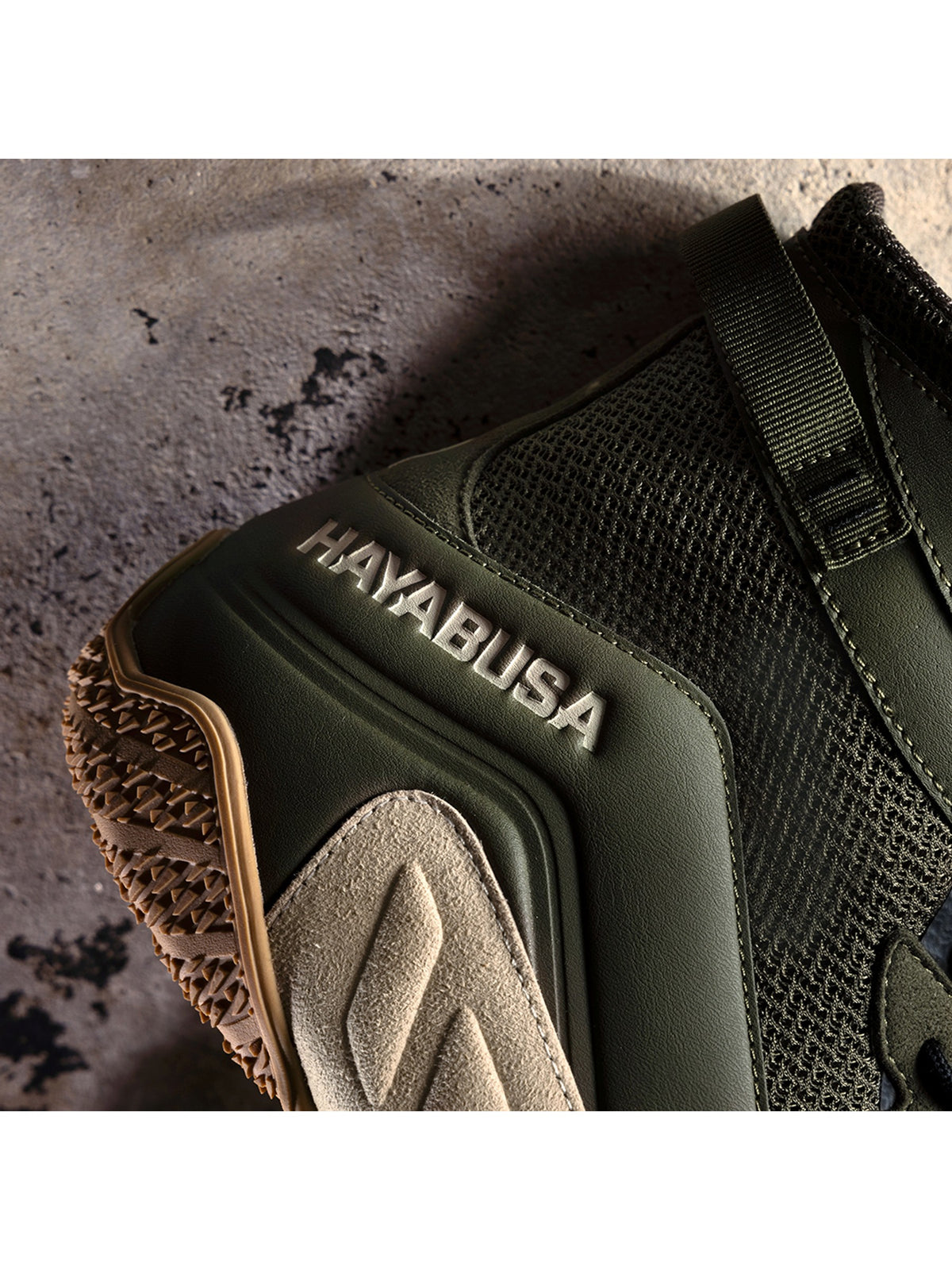 Hayabusa Talon Boxing Shoes, green/tan, image 5