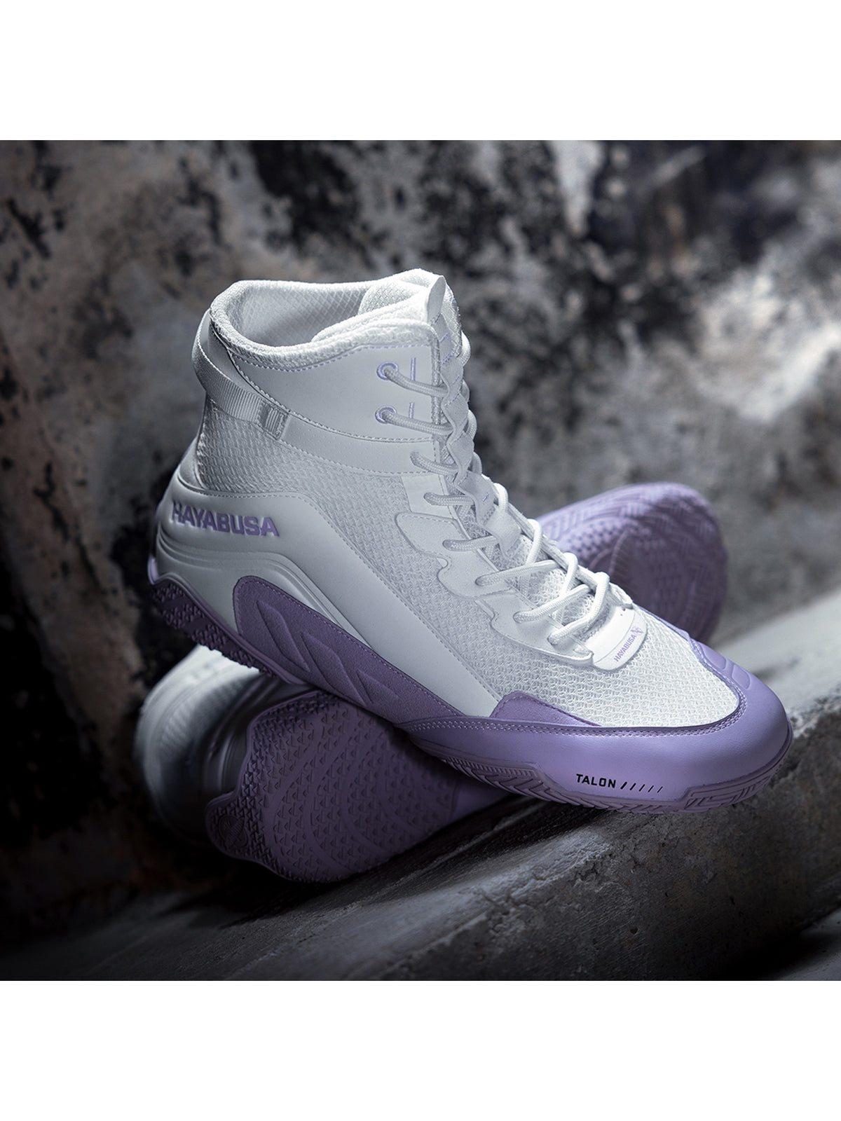 Hayabusa Talon Boxing Shoes, white/lavender, image 5