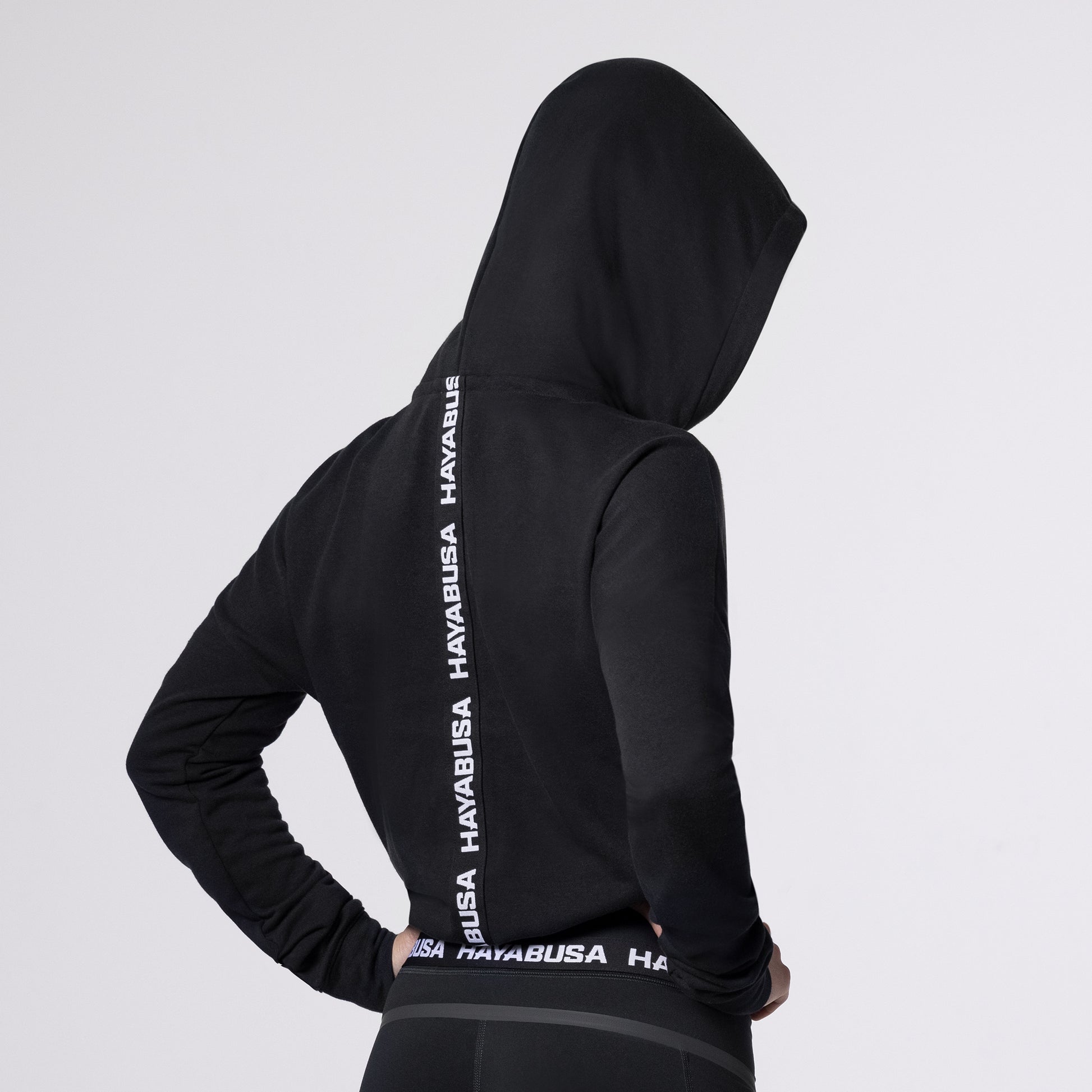 Hayabusa Women's Cozy Fleece Cropped Hoodie – Black Back