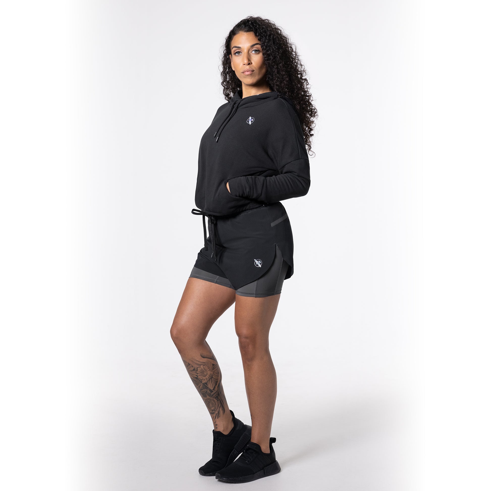 Hayabusa Women's Cozy Fleece Cropped Hoodie – Black Feature