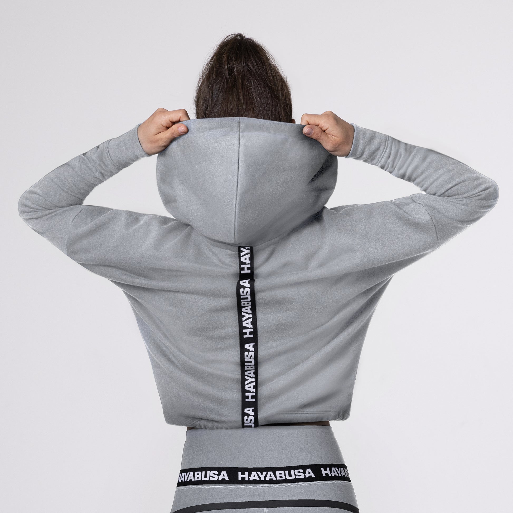 Hayabusa Women's Cozy Fleece Cropped Hoodie – Gray Detail