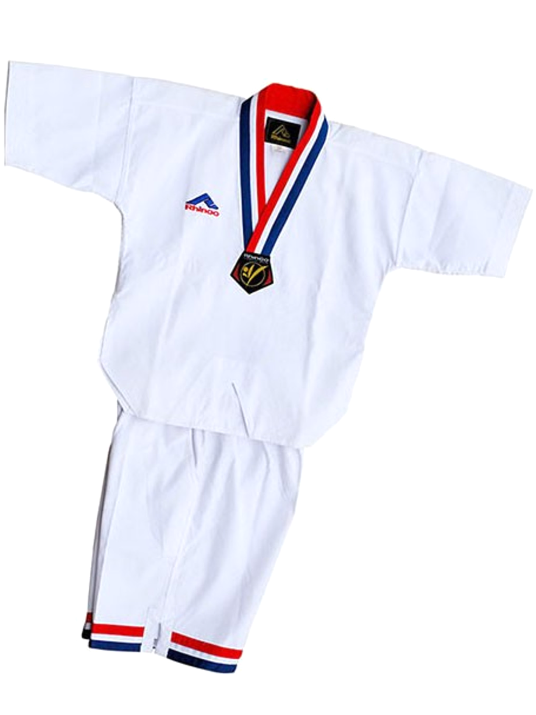 Rhingo Short Sleeve Taekwondo Uniform White/Blue/Red