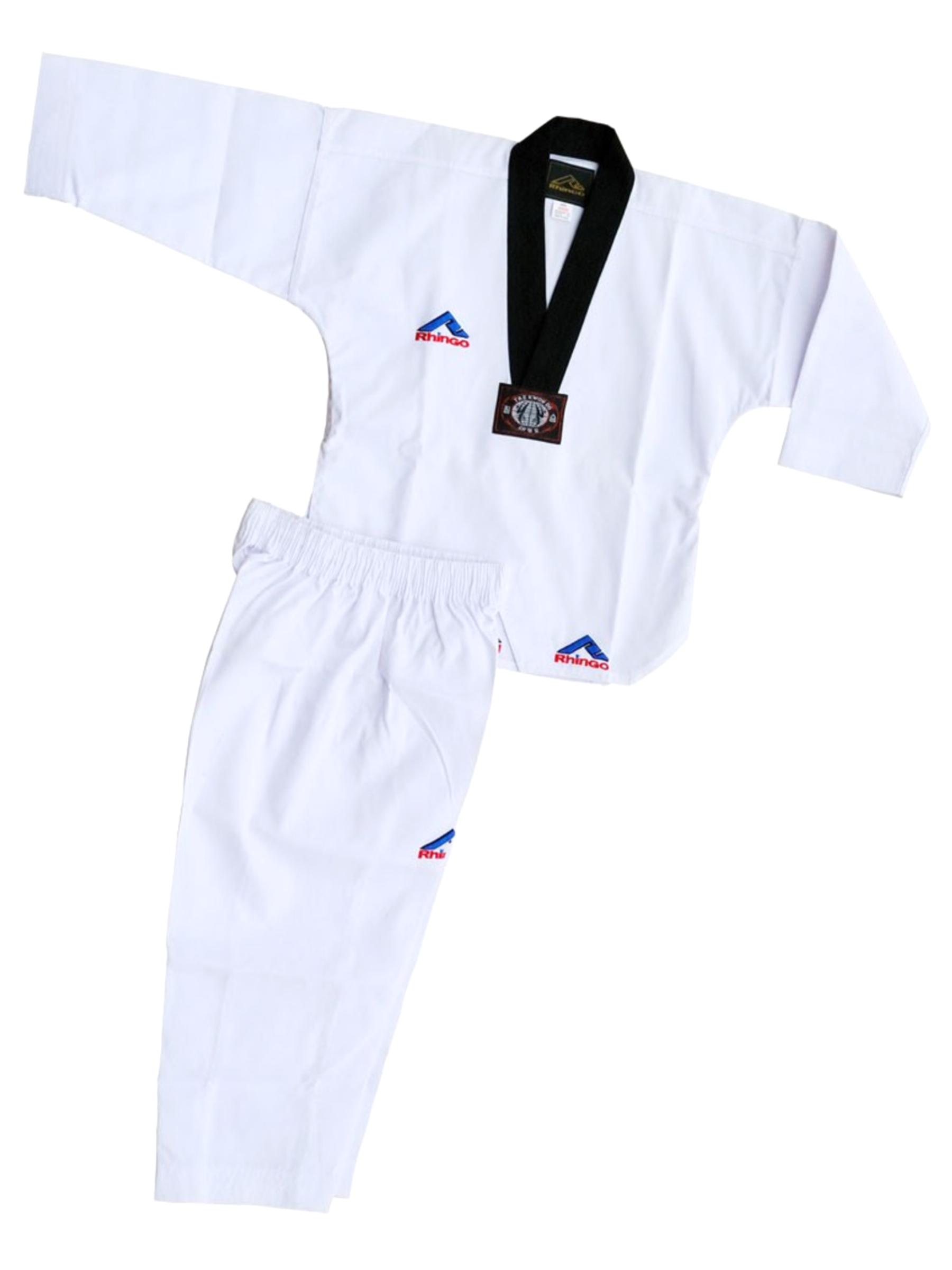 Rhingo Ribbed Taekwondo Uniform White/Black