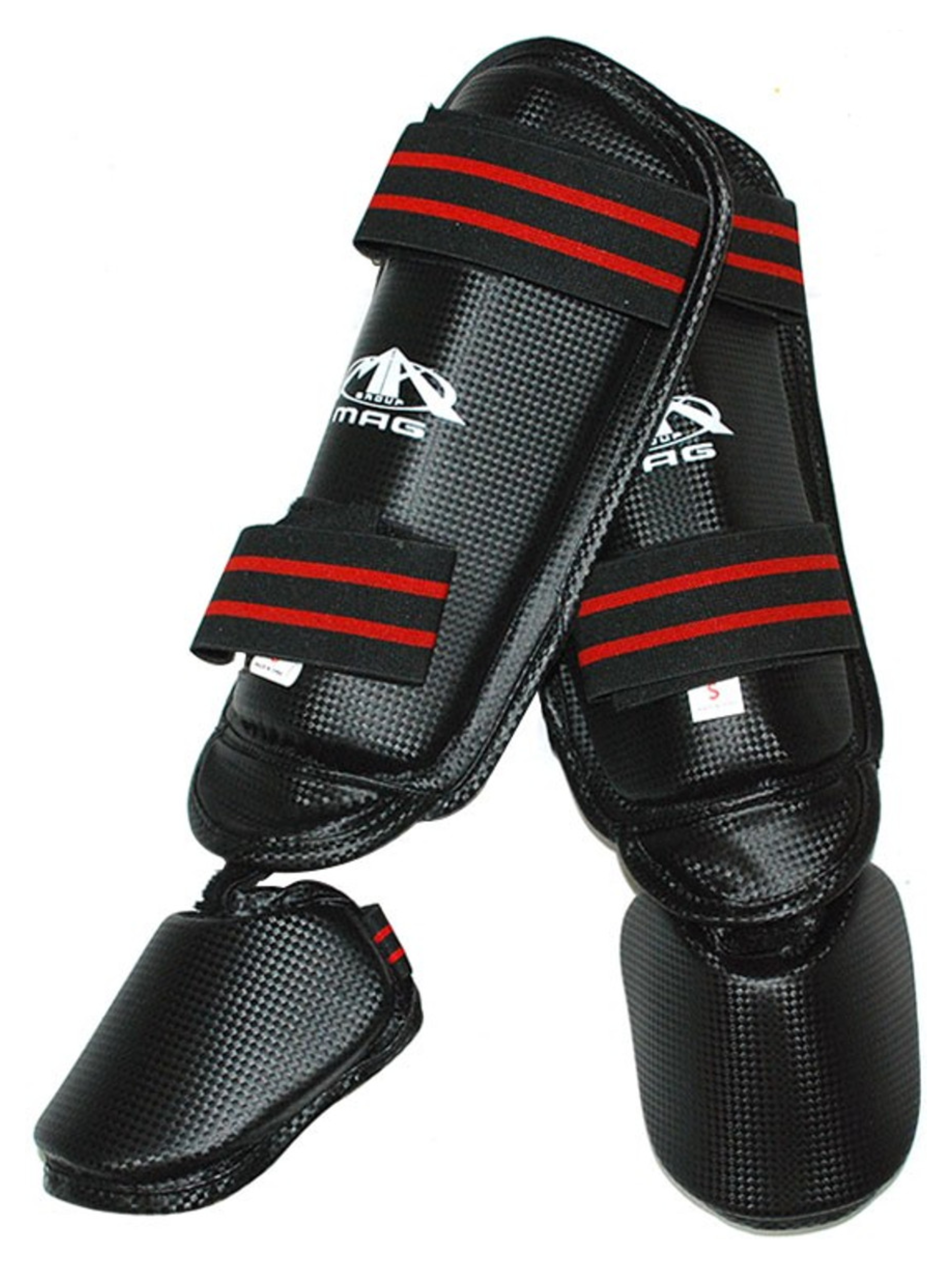 MAG Karate/TKD Vinyl Shin-Instep Guards Black & White