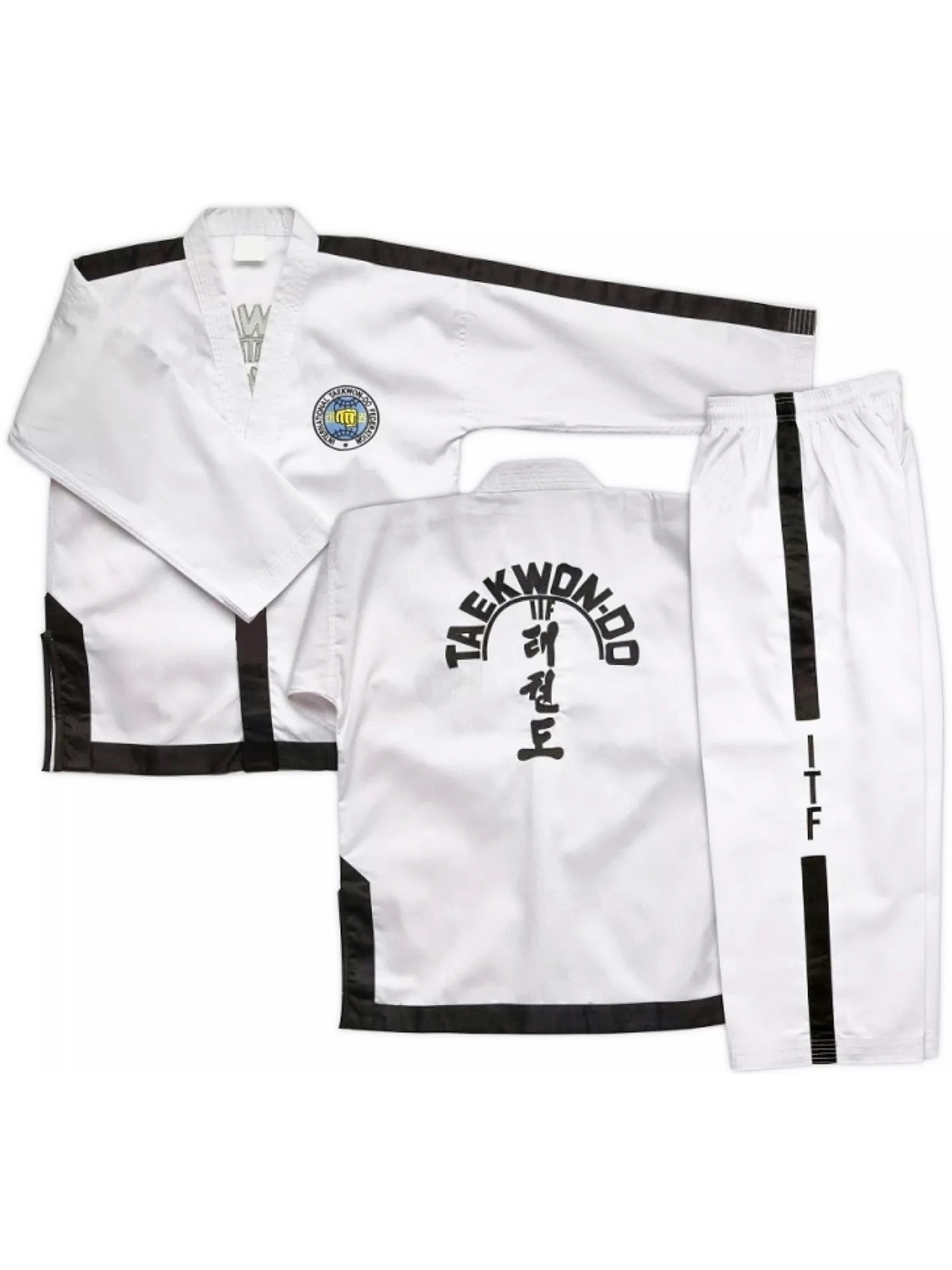ITF Master Taekwondo Uniform with Black Dan Stripes