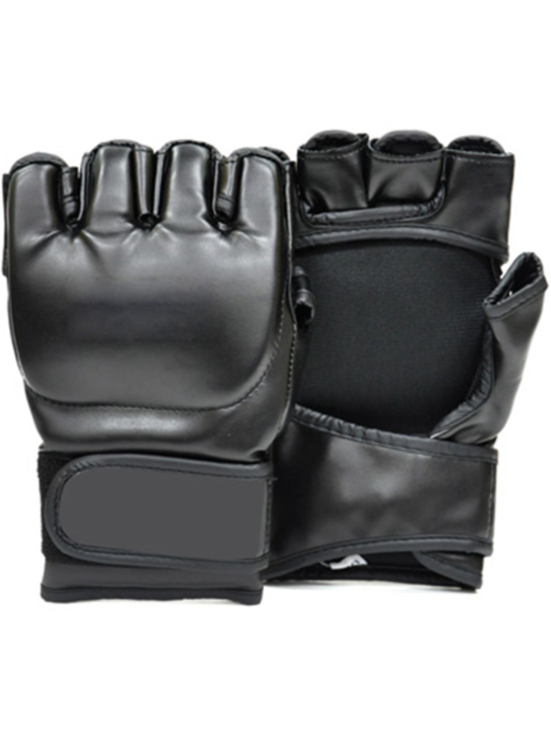 Open Palm MMA Gloves in Premium Faux Leather Black