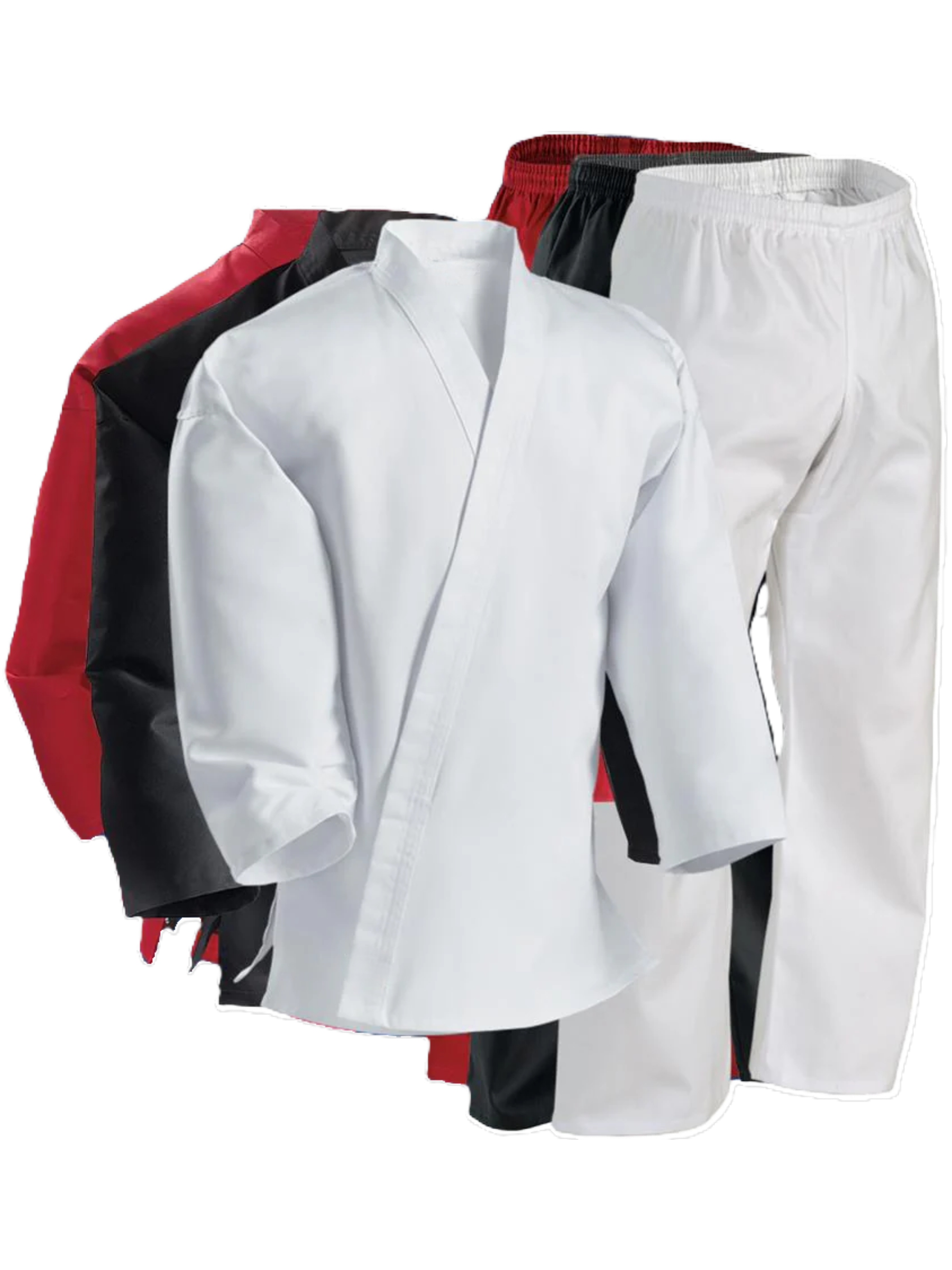 Lightweight 8oz Karate Uniforms White/Black/Red