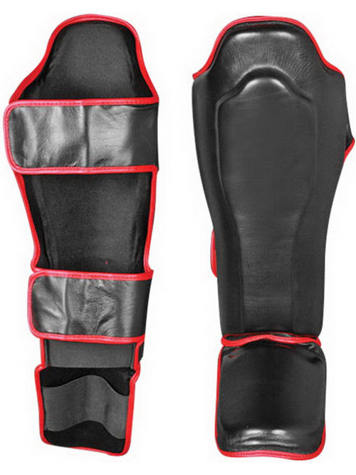 Armored Shin Instep Guards for Boxing & MMA Black/Red
