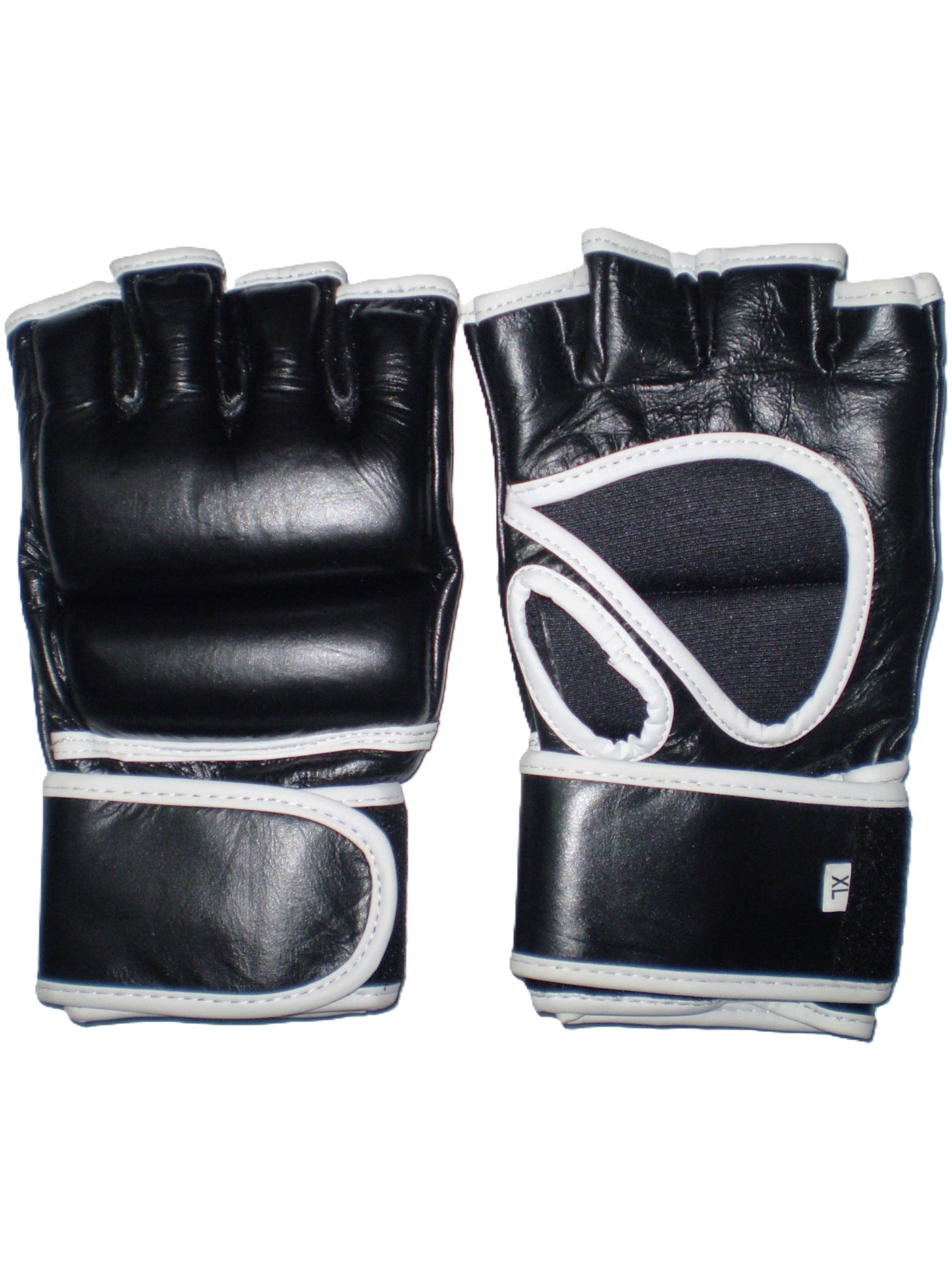 Hybrid MMA Gloves in Genuine Leather Black/White