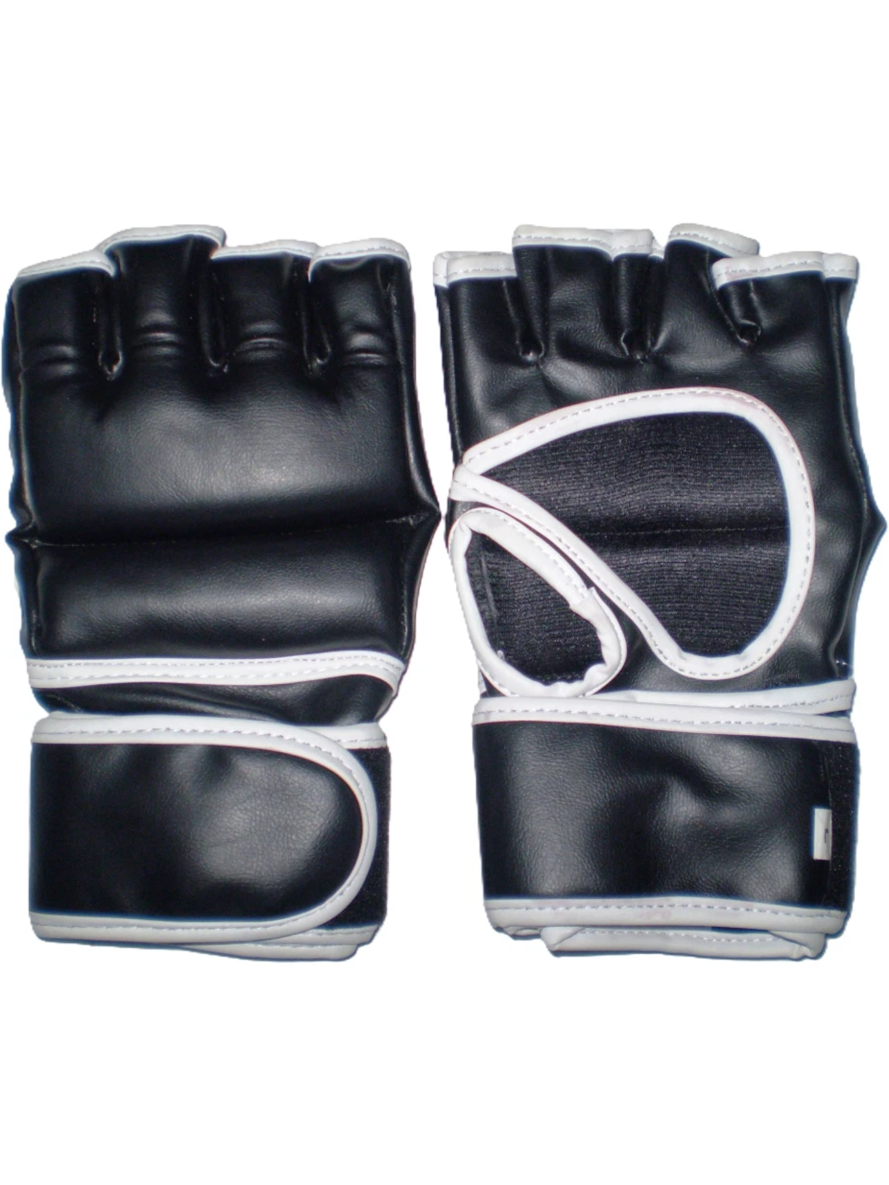 Hybrid MMA Gloves in Premium Faux Leather Black/White