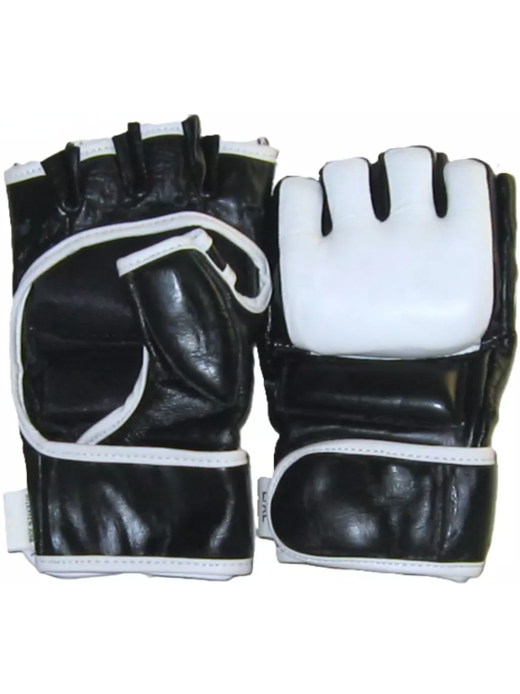 Guantes de MMA de seguridad en cuero genuino negro/blanco 
