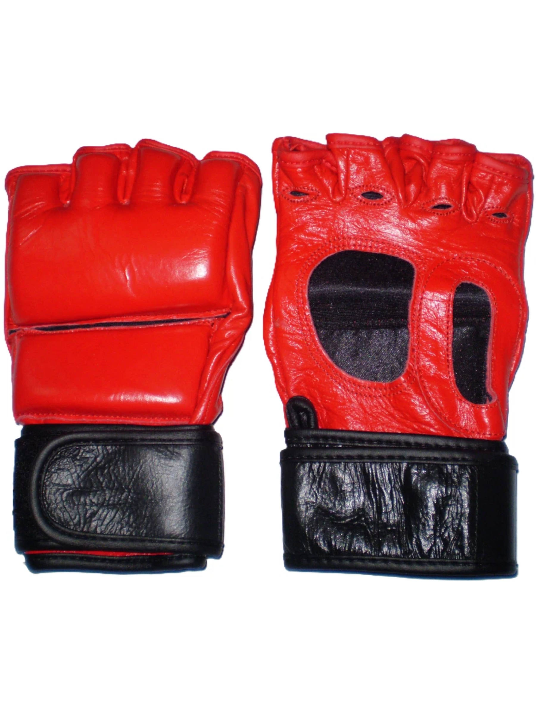 Guantes de MMA Pro-Style para competición en cuero genuino rojo/negro 