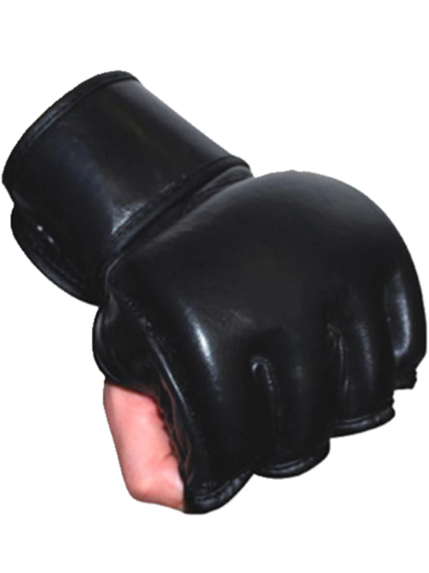 Open Palm MMA Gloves in Black Japanese Leather