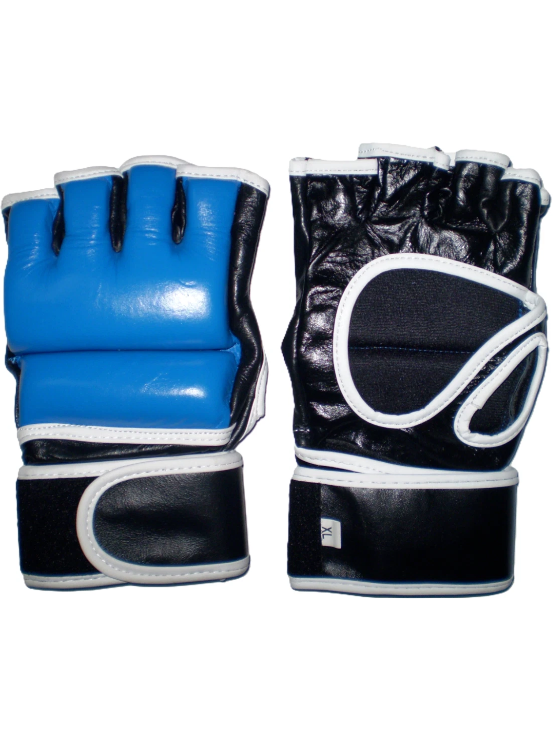Hybrid MMA Gloves in Genuine Leather Black/Blue/White