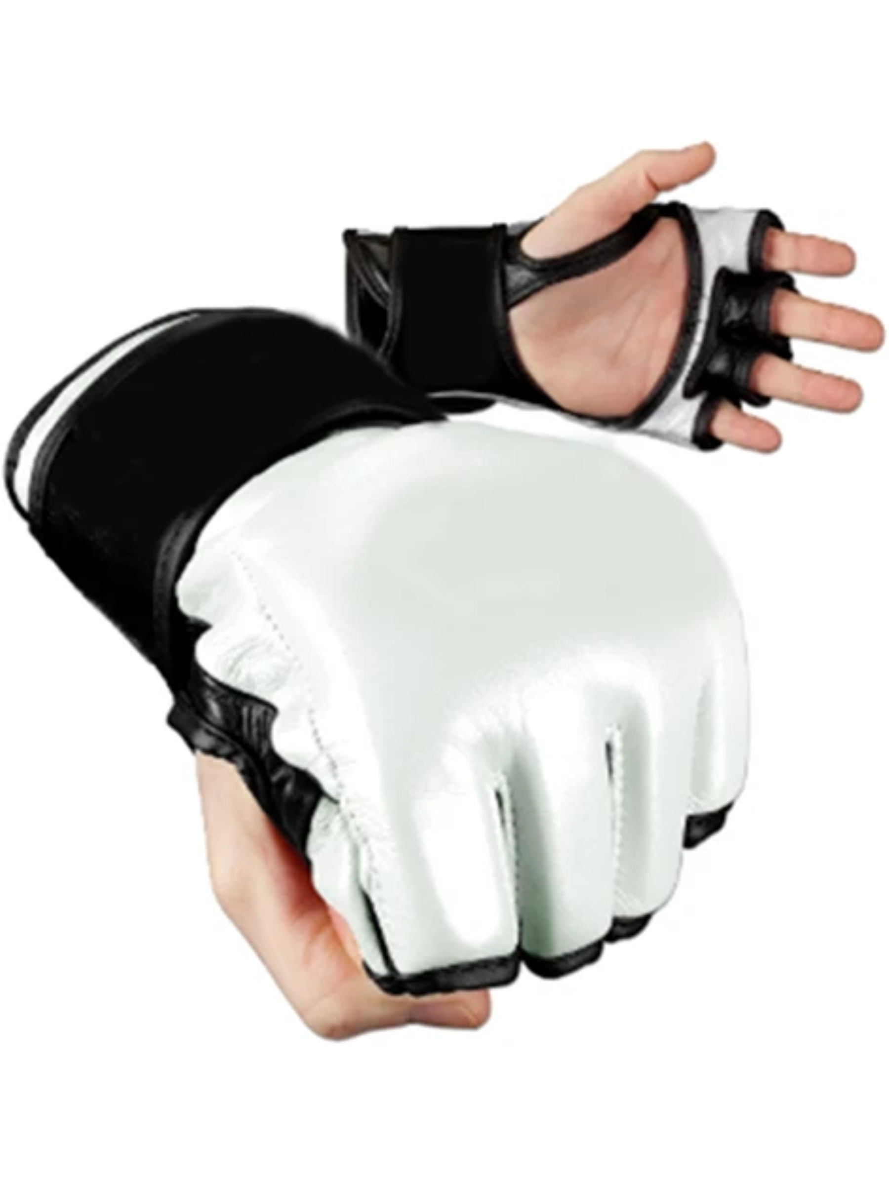 Ultimate MMA Combat Gloves in Genuine Leather White/Black
