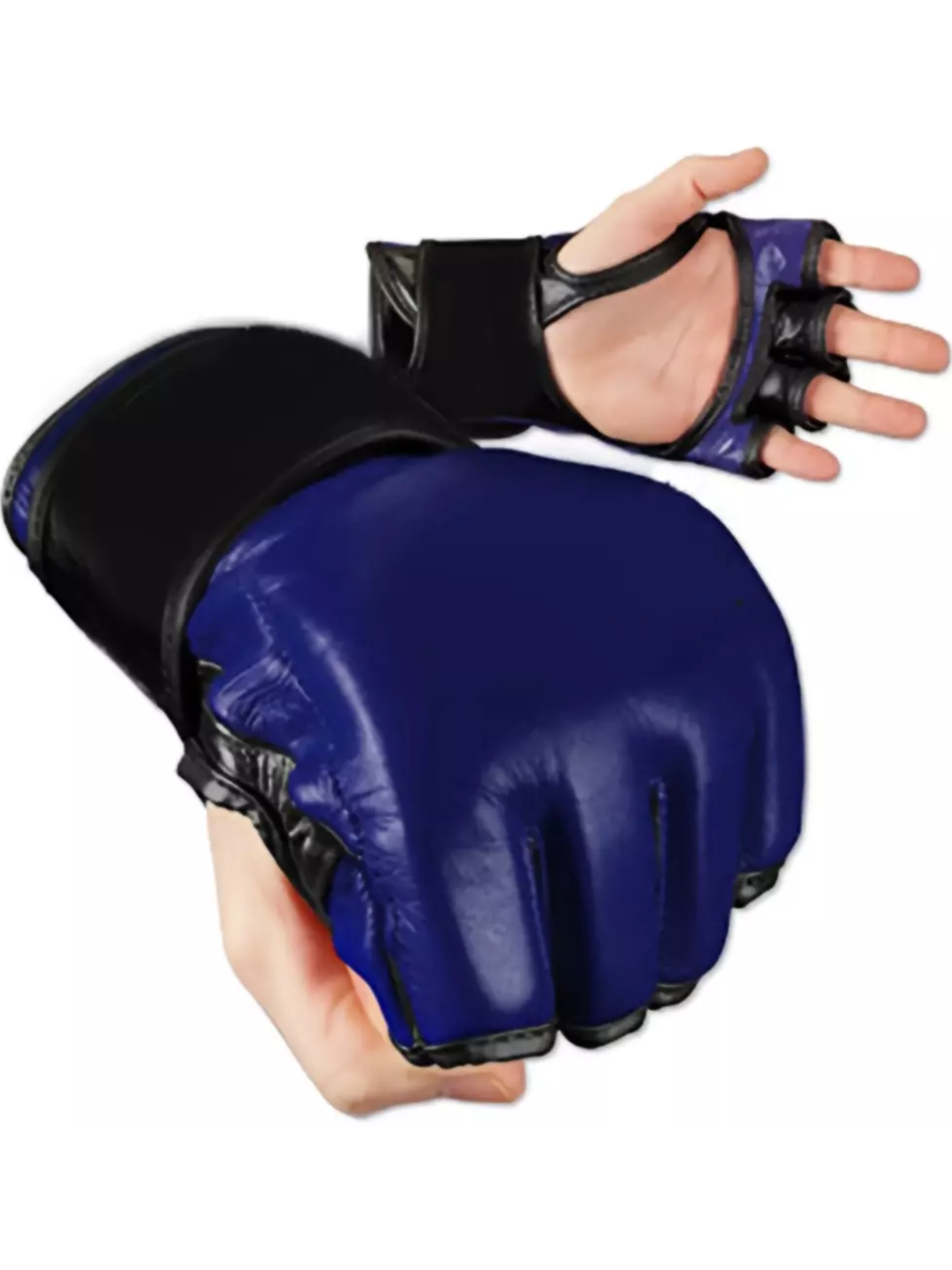 Ultimate MMA Combat Gloves in Genuine Leather Blue/Black