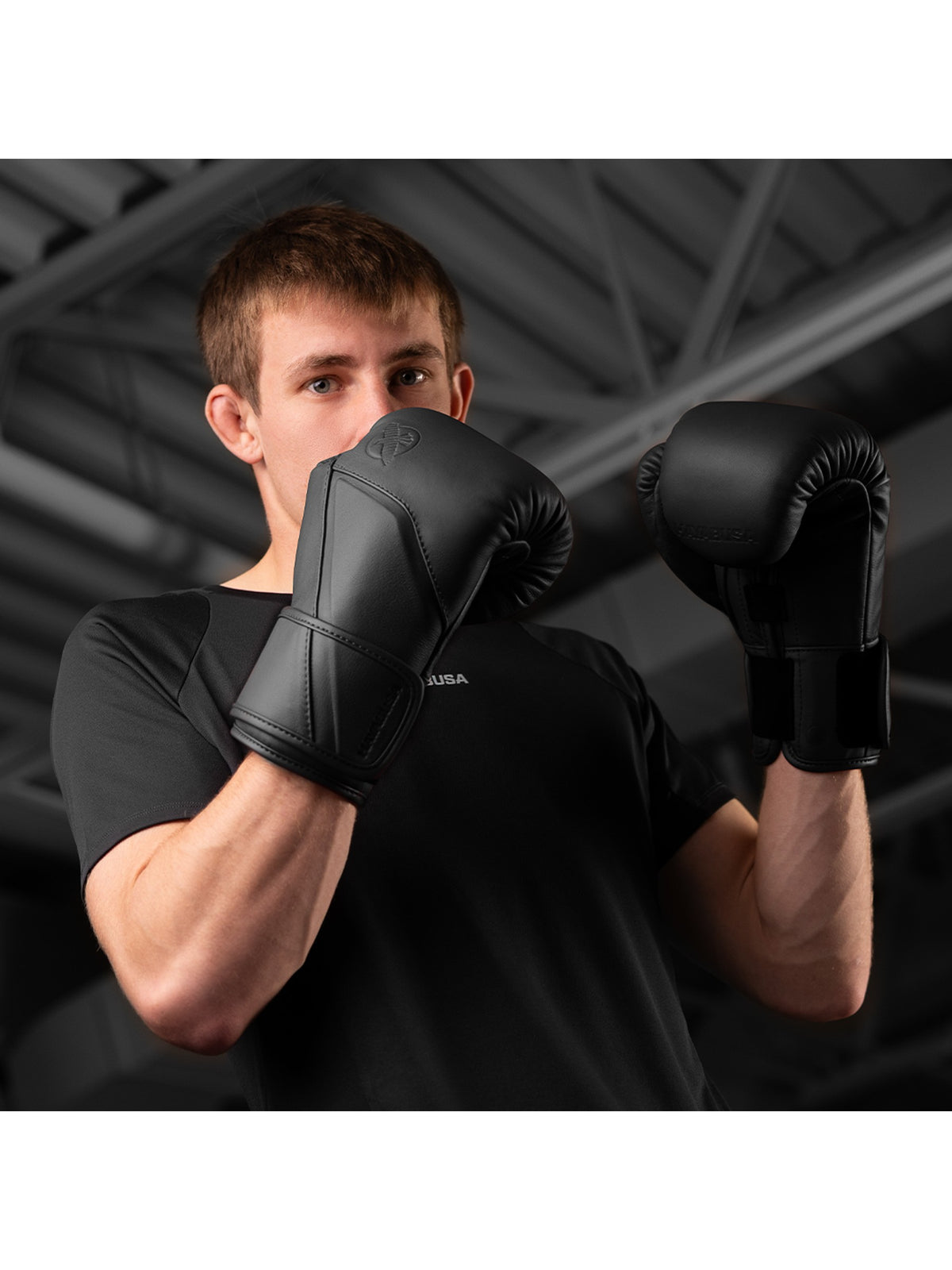 Hayabusa E1 Leather Boxing Gloves, onyx black, image 3