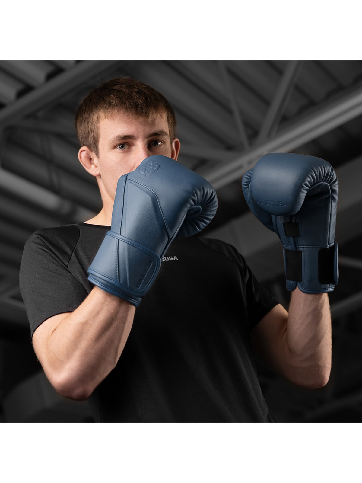 Hayabusa E1 Leather Boxing Gloves, dusk blue, image 3