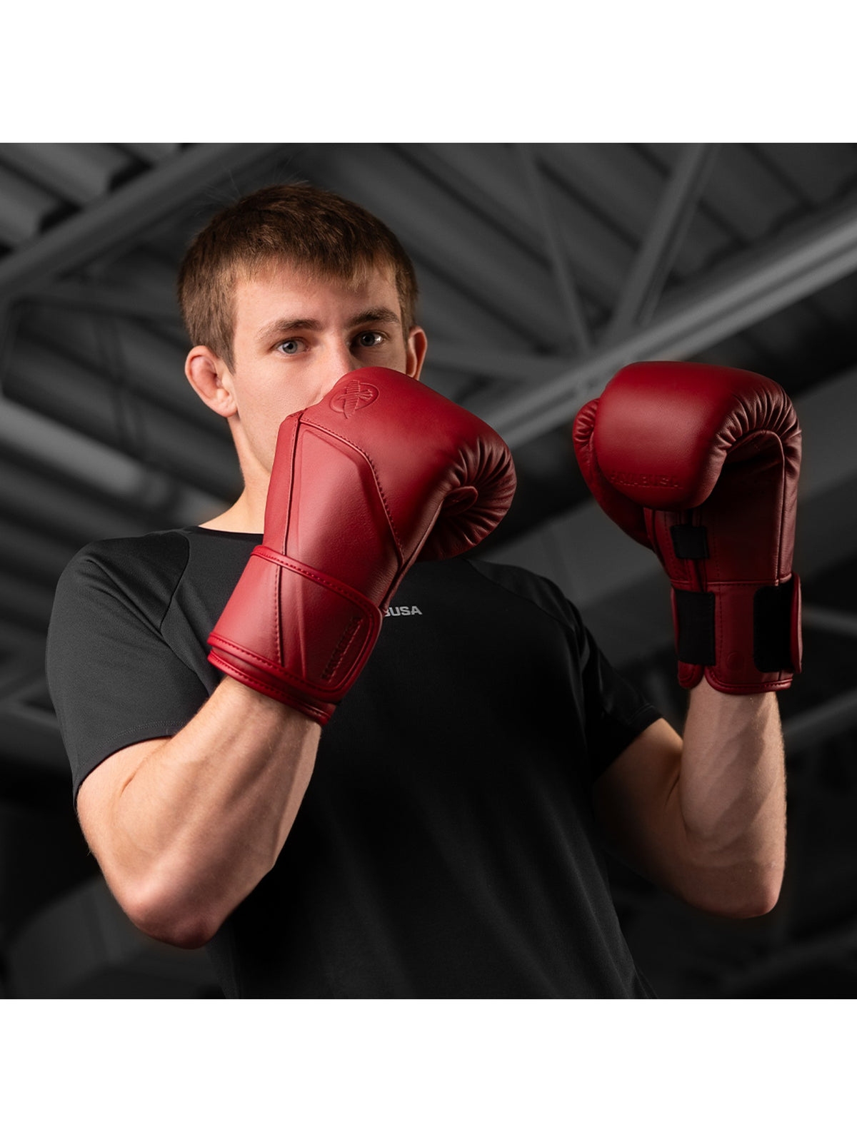 Hayabusa E1 Leather Boxing Gloves, canyon red, image 3