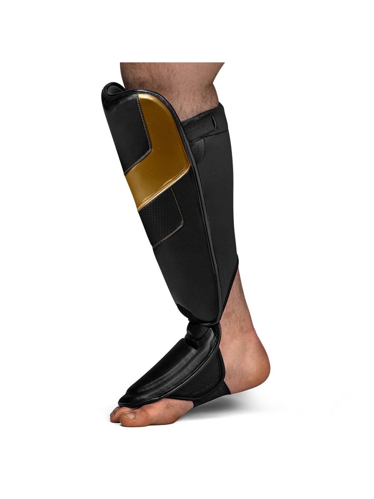 Hayabusa T3 Full Back Shin Guards, black/gold, image 3