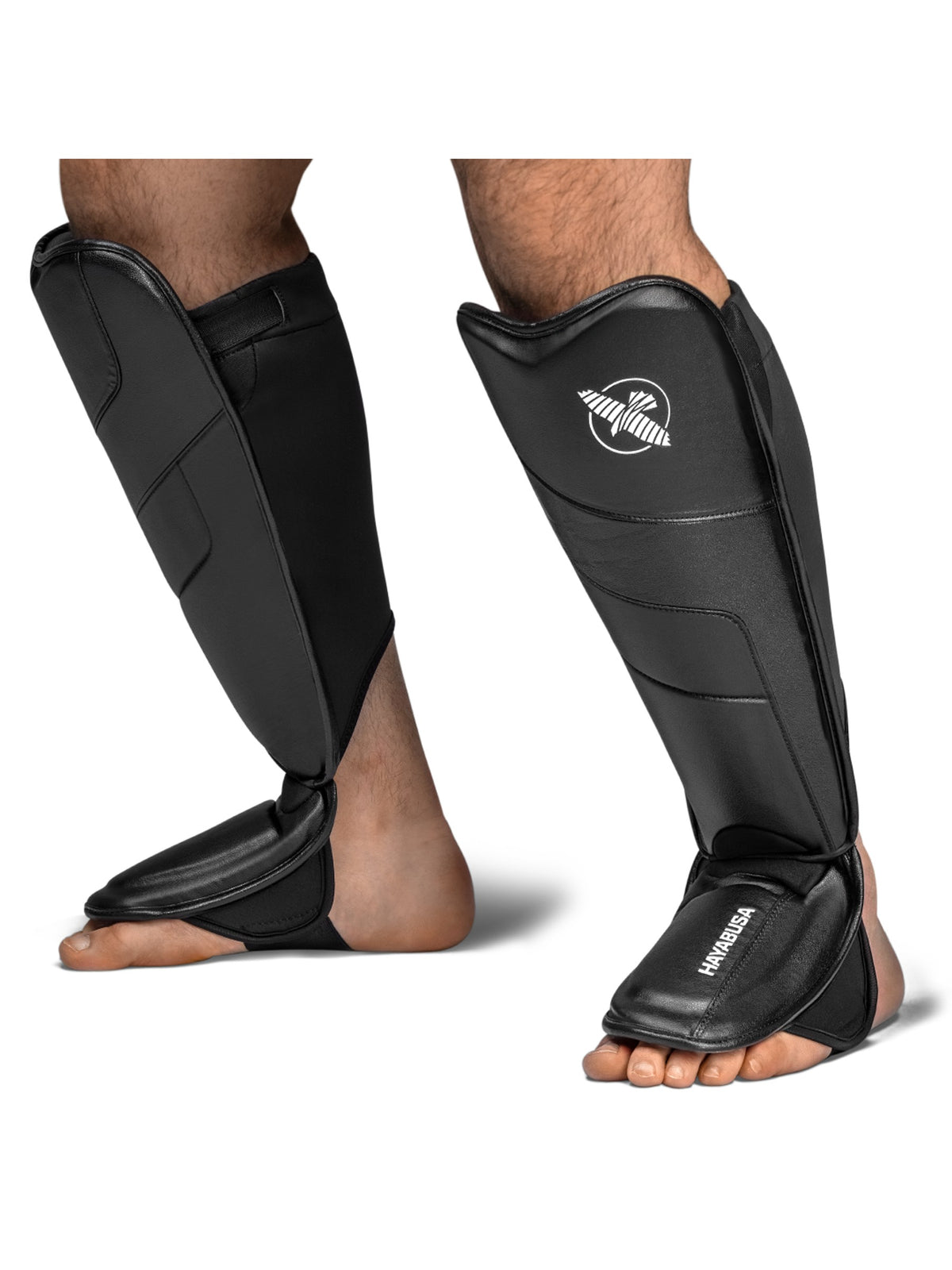Hayabusa T3 Full Back Shin Guards, black, feature graphic
