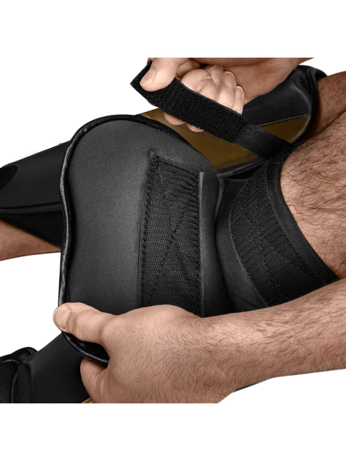 Hayabusa T3 Full Back Shin Guards, black/gold, image 5