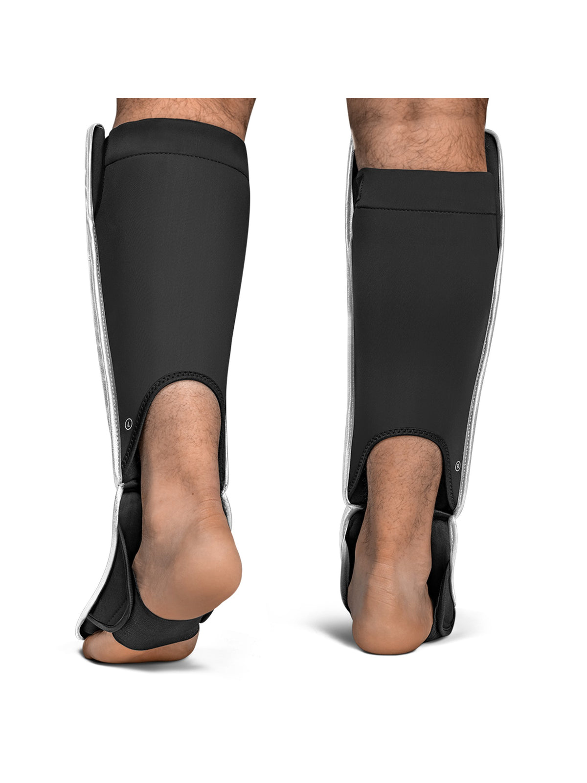 Hayabusa T3 Full Back Shin Guards, white/gold, feature graphic