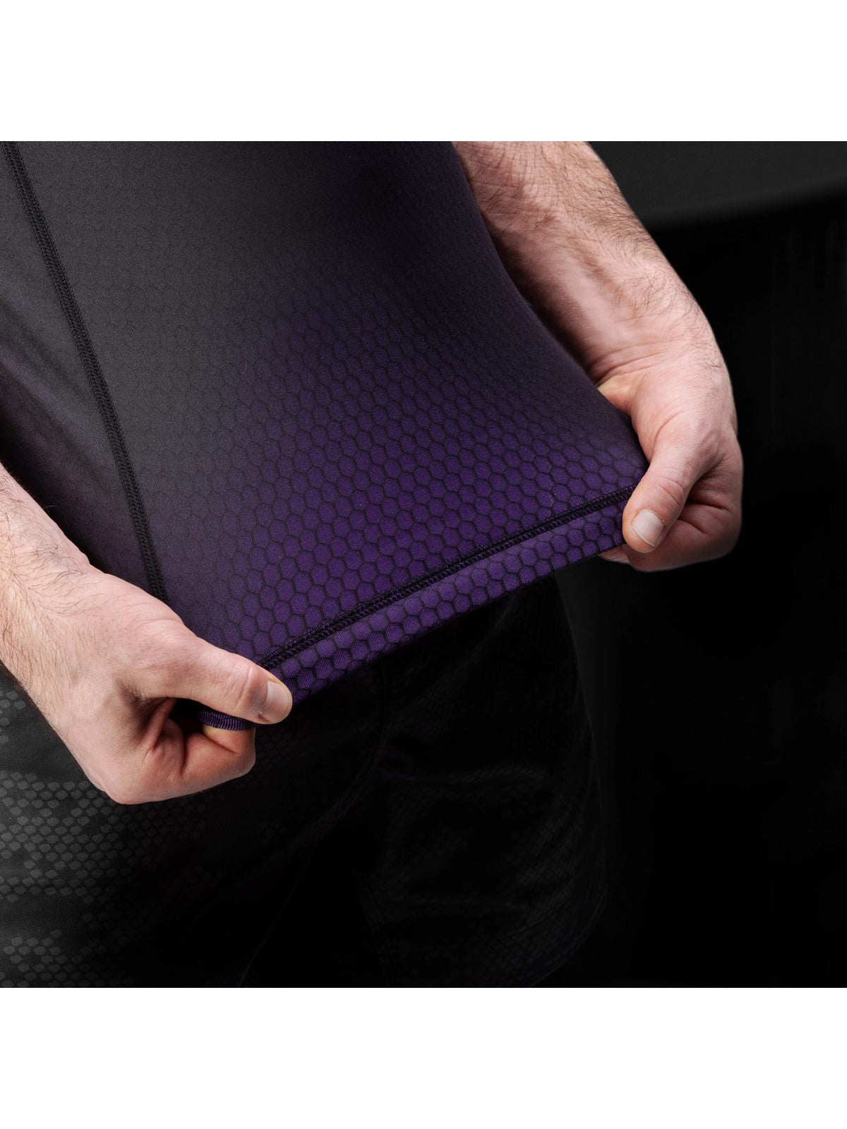 Hayabusa Fusion Short Sleeve Rash Guard – Black/Purple Detail 2