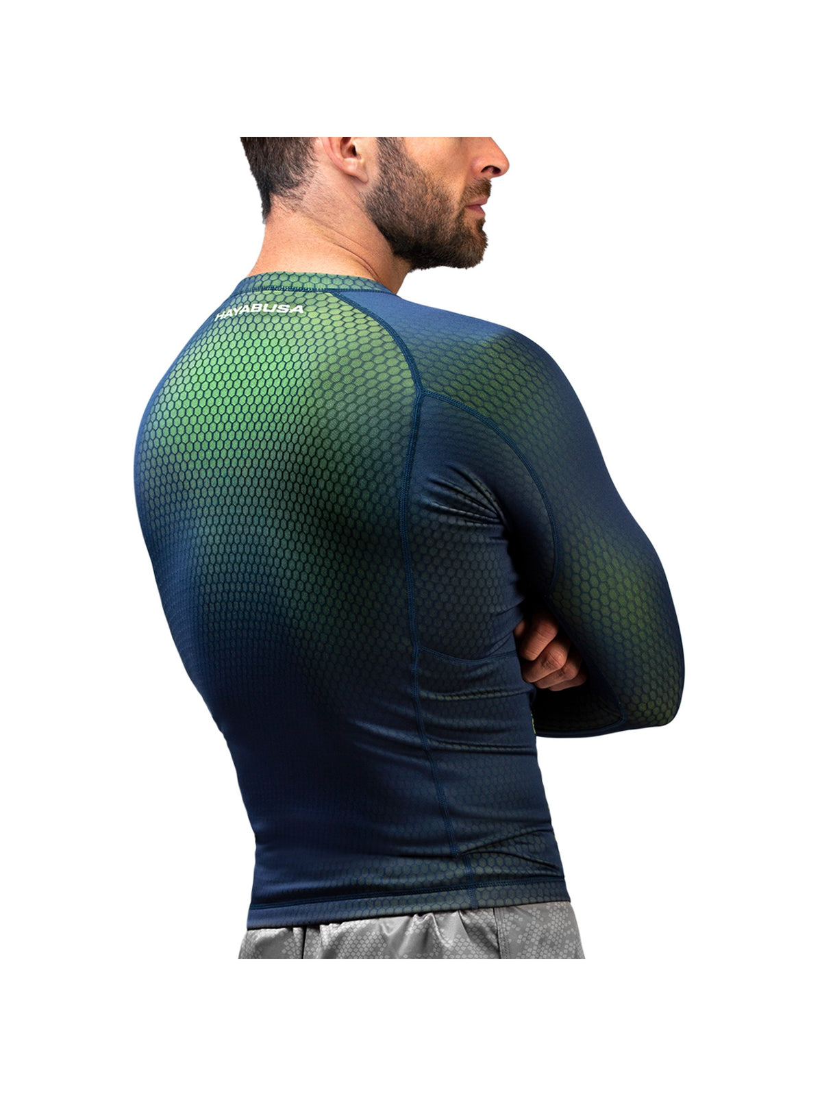 Hayabusa Fusion Long Sleeve Rash Guard, blue/green, image 2