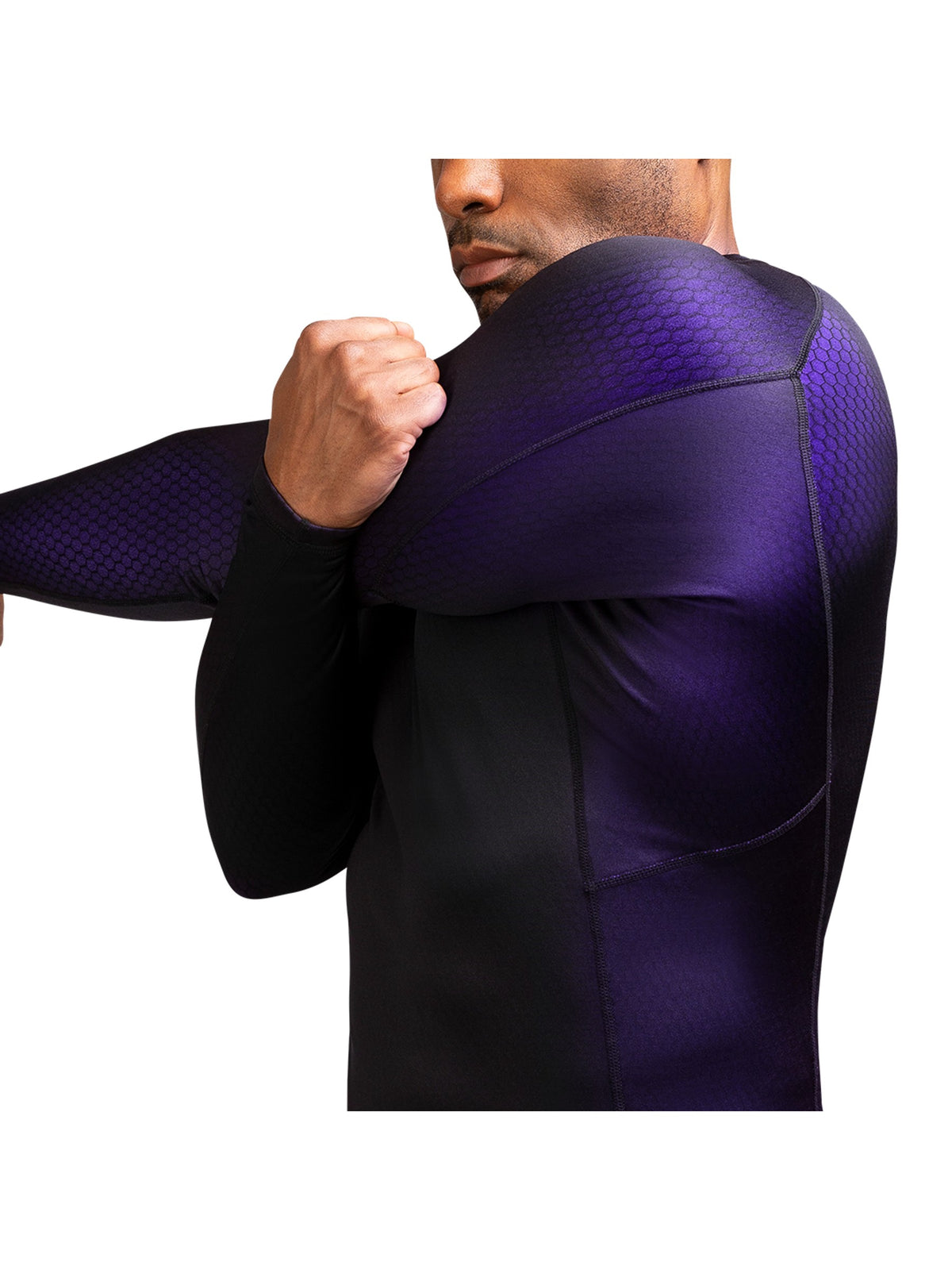 Hayabusa Fusion Long Sleeve Rash Guard, black/purple, image 4
