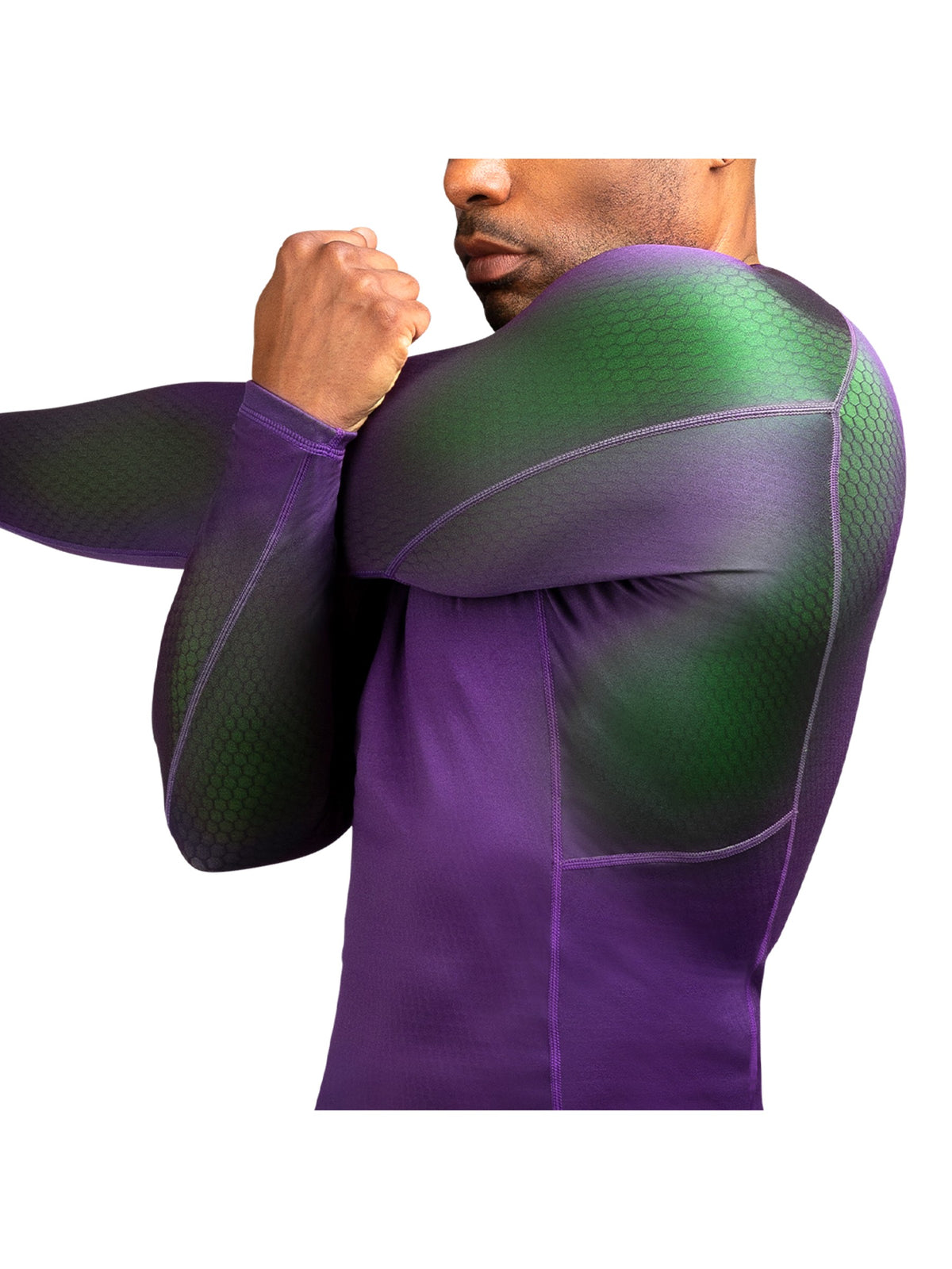 Hayabusa Fusion Long Sleeve Rash Guard, purple/green, image 4