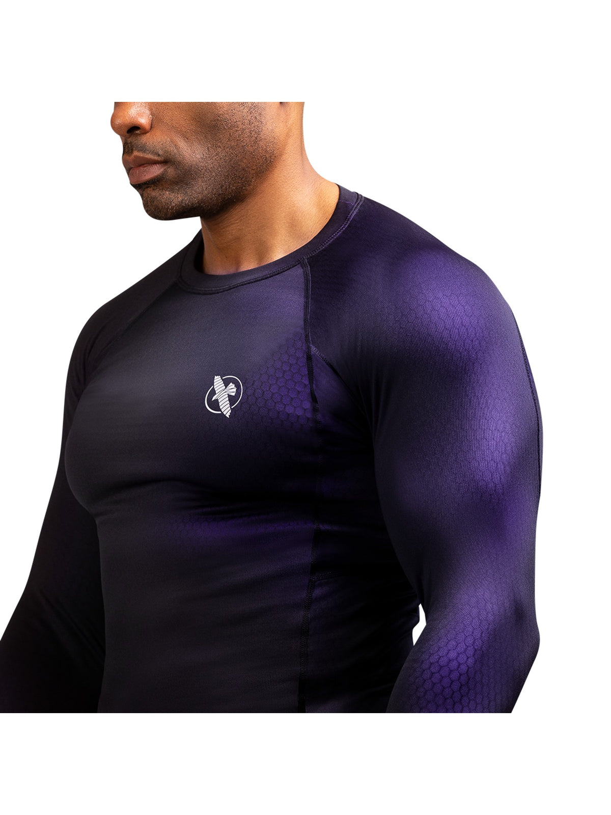 Hayabusa Fusion Long Sleeve Rash Guard, black/purple, image 3