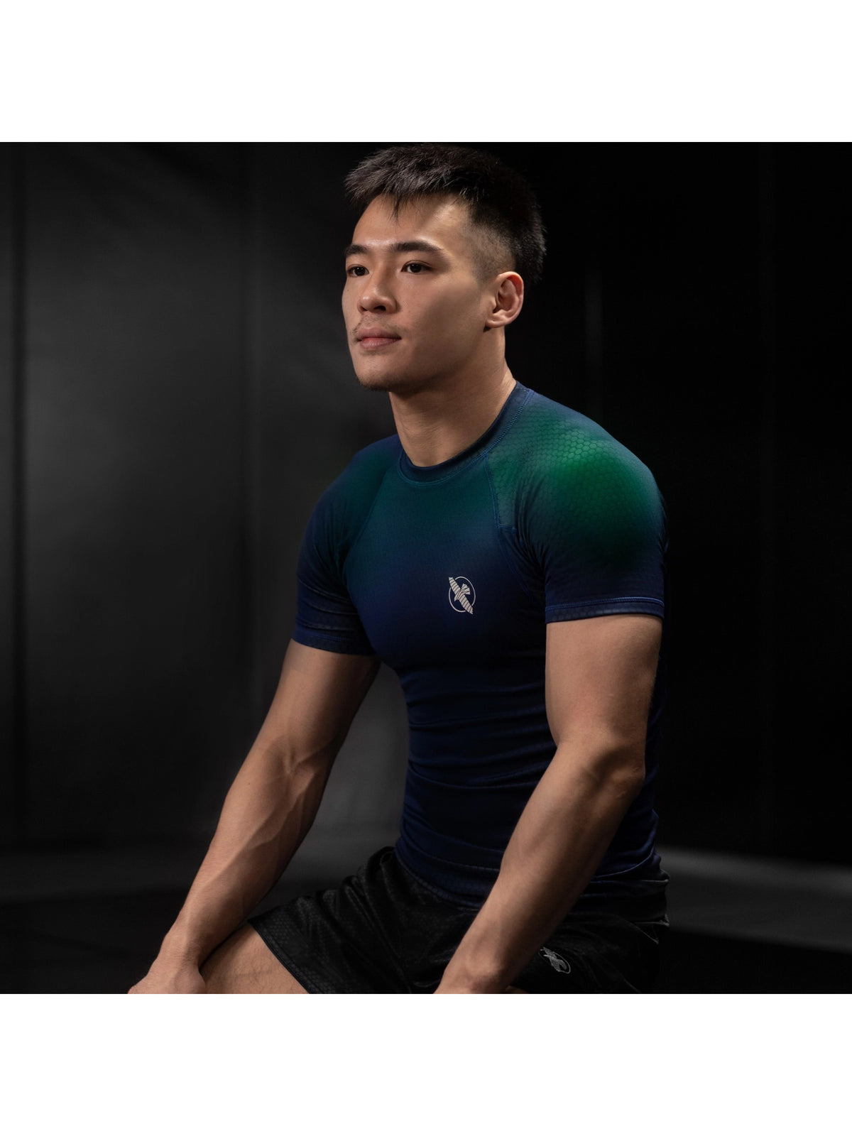 Hayabusa Fusion Short Sleeve Rash Guard, blue/green, image 6