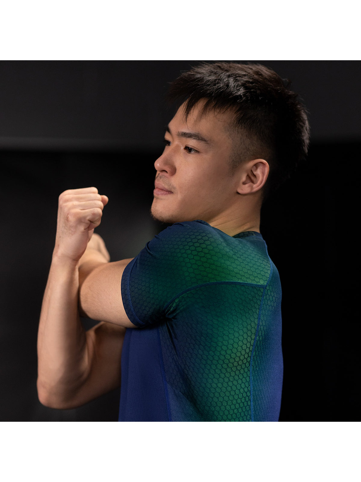 Hayabusa Fusion Short Sleeve Rash Guard, blue/green, image 5