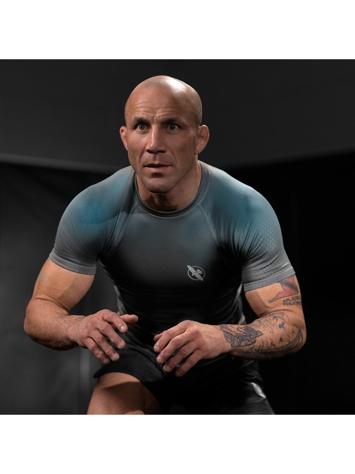 Hayabusa Fusion Short Sleeve Rash Guard, grey/aqua, image 5