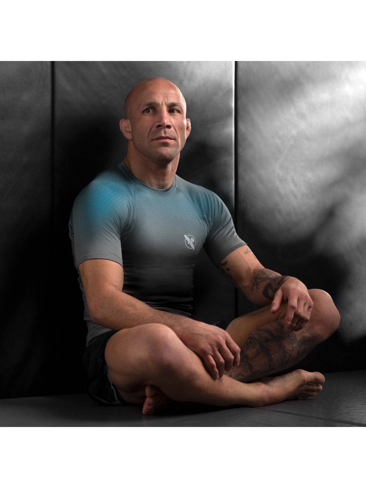 Hayabusa Fusion Short Sleeve Rash Guard, grey/aqua, image 6