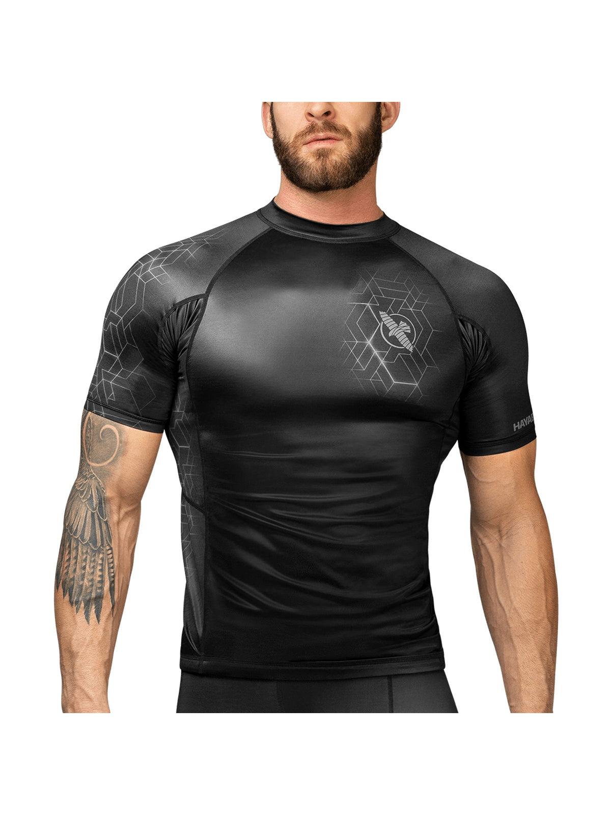 Hayabusa Geo Short Sleeve Rash Guard, grey, main image