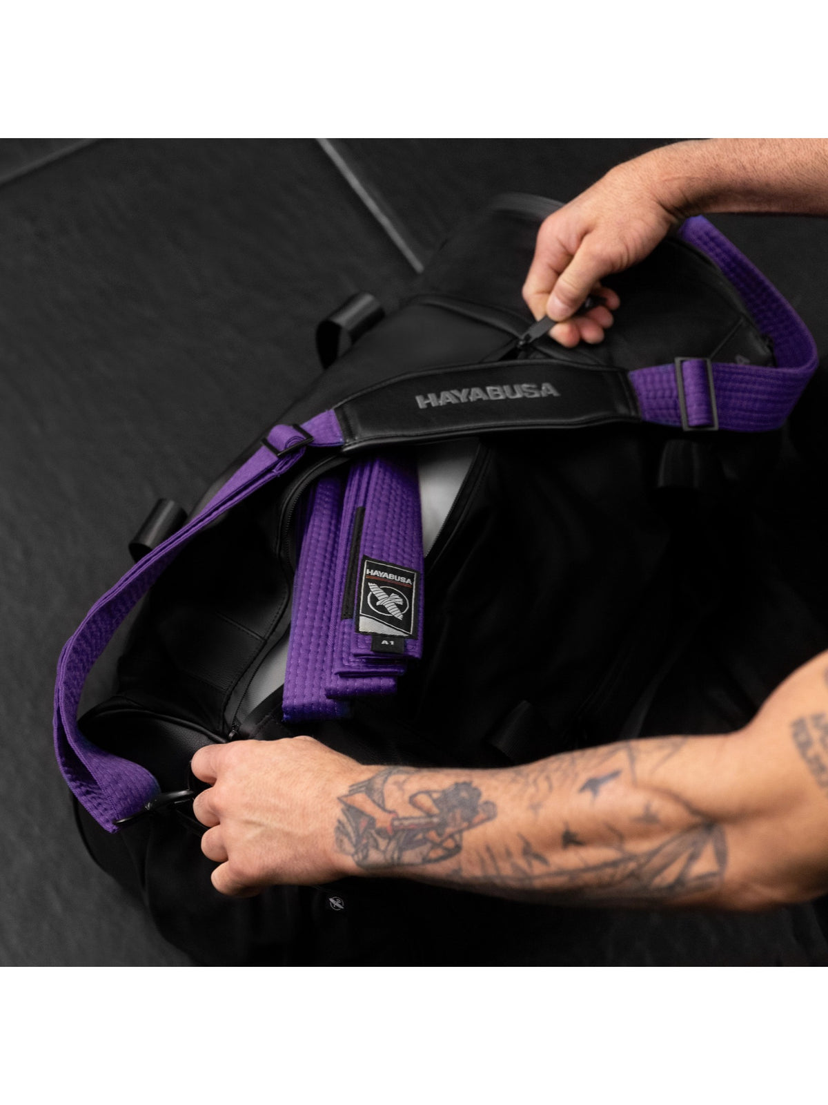Hayabusa Jiu-Jitsu Ranked Duffle Strap, purple, image 2