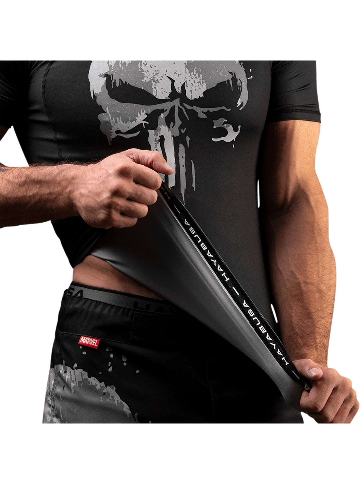 Marvel's The Punisher Short Sleeve Rash Guard, black, image 4