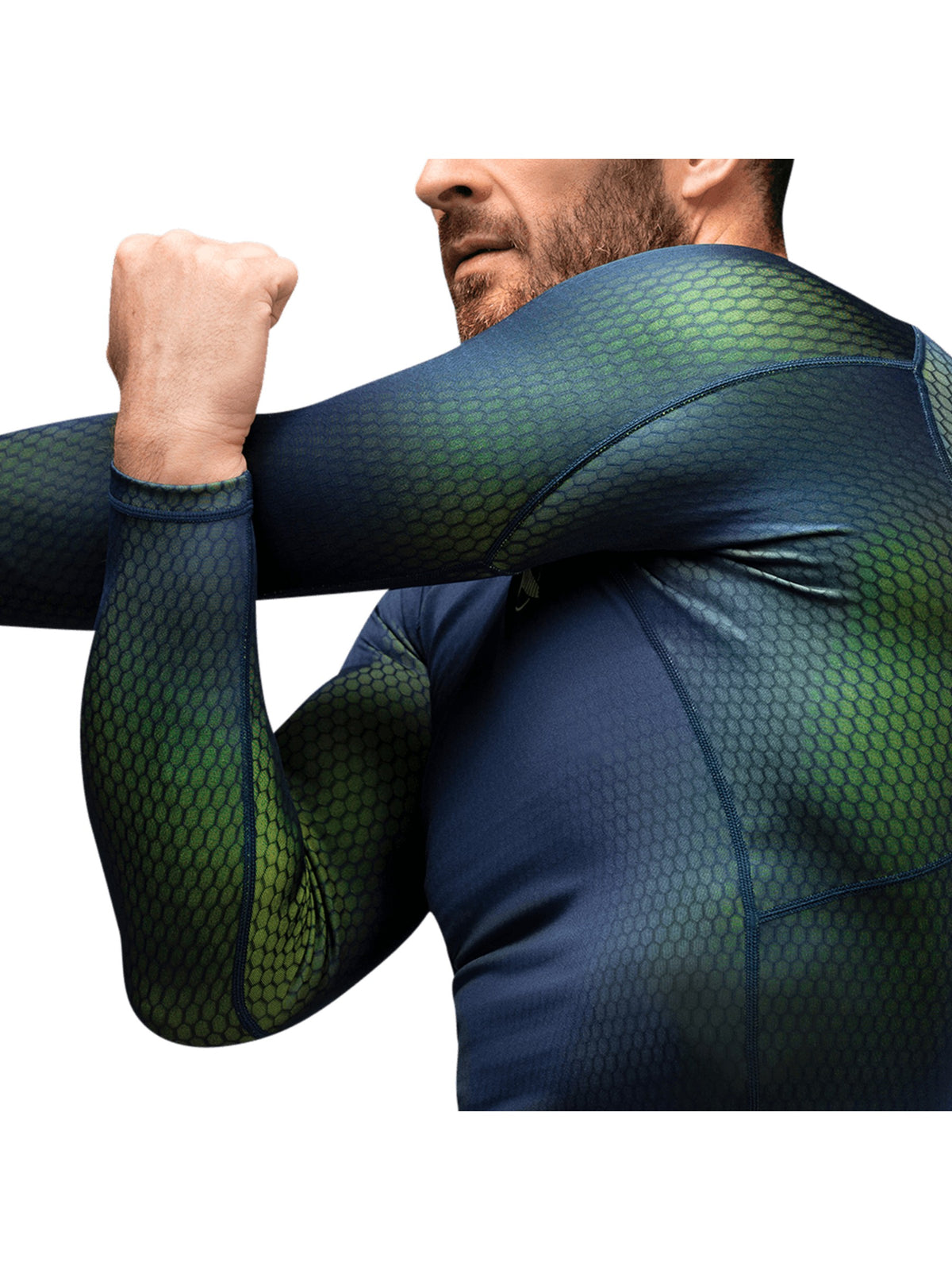 Hayabusa Fusion Long Sleeve Rash Guard, blue/green, image 4