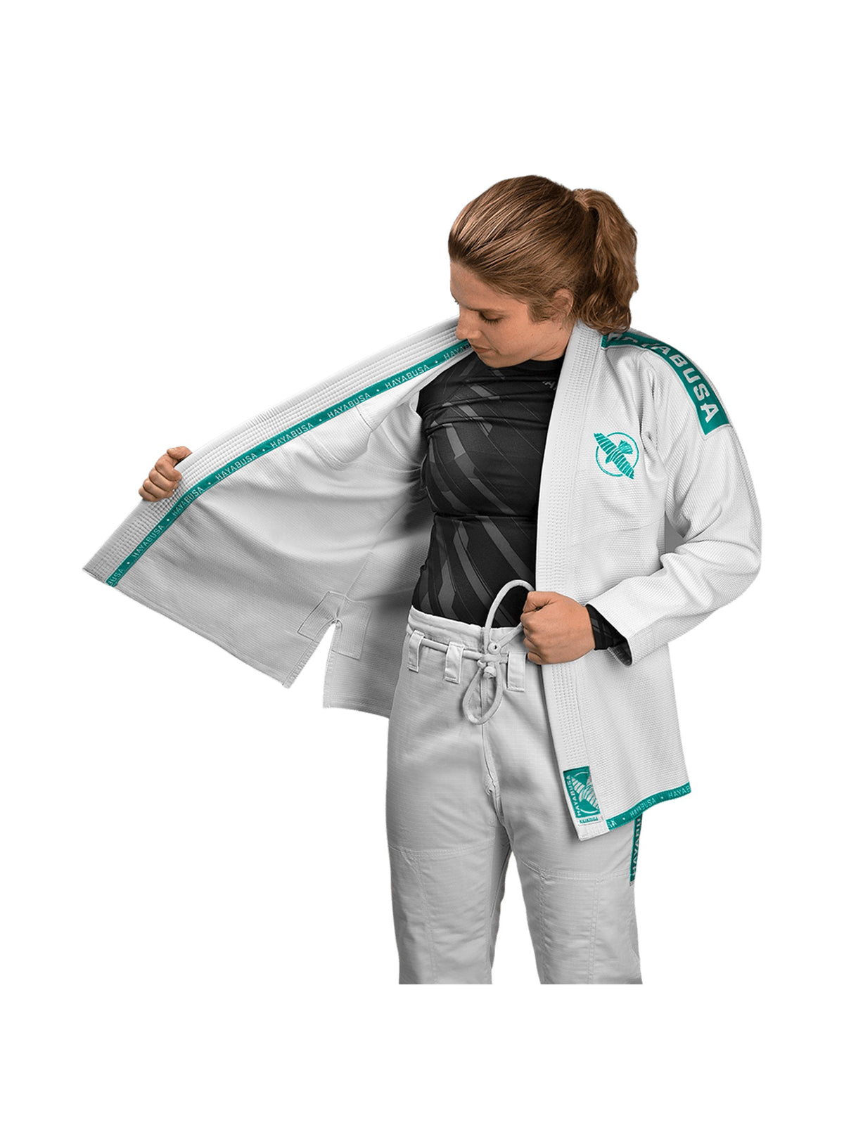 Hayabusa Lightweight Jiu-Jitsu Gi, white/teal, image 3