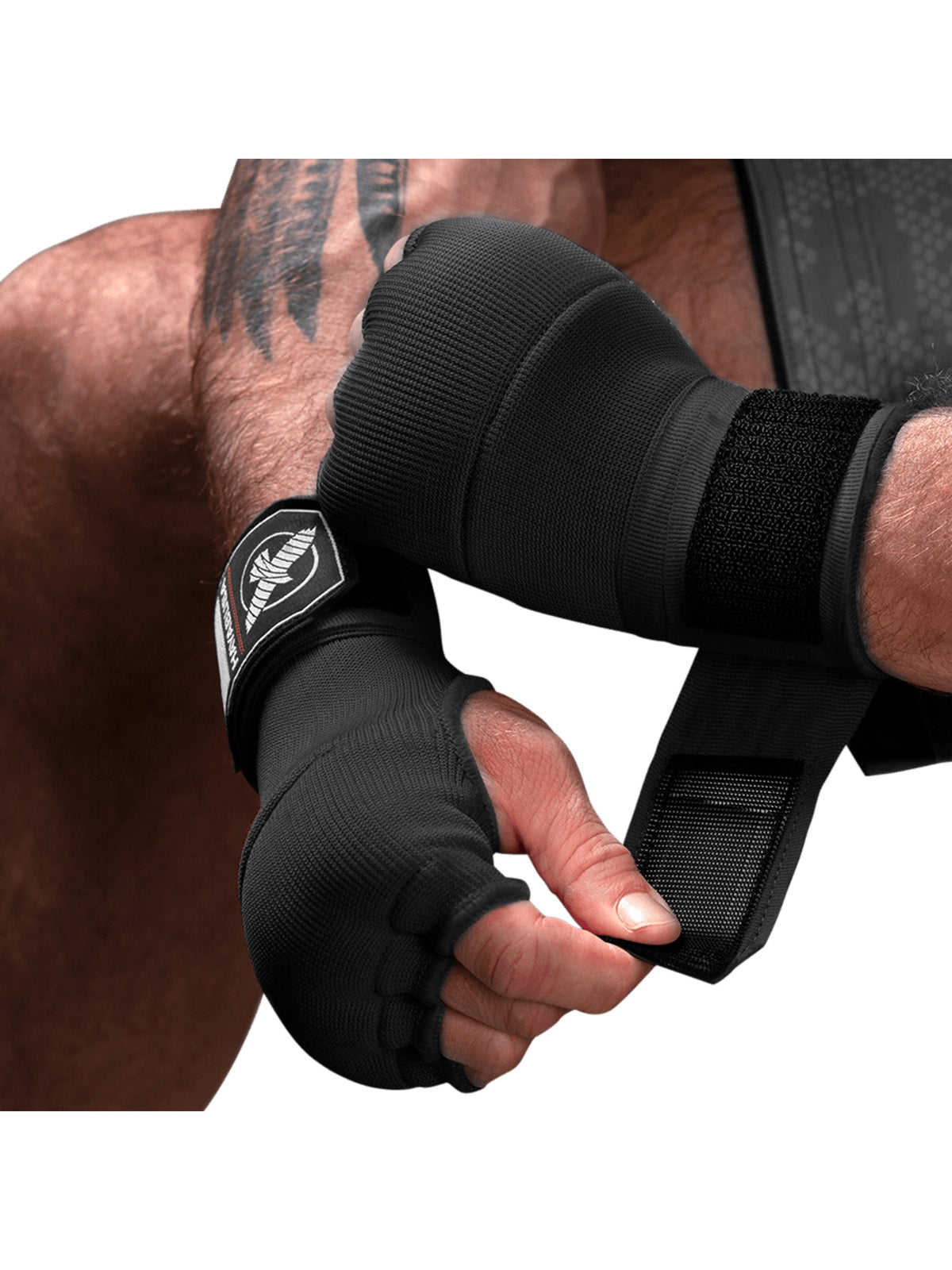 Hayabusa Quick Gel Hand Wraps – Black Strapping On