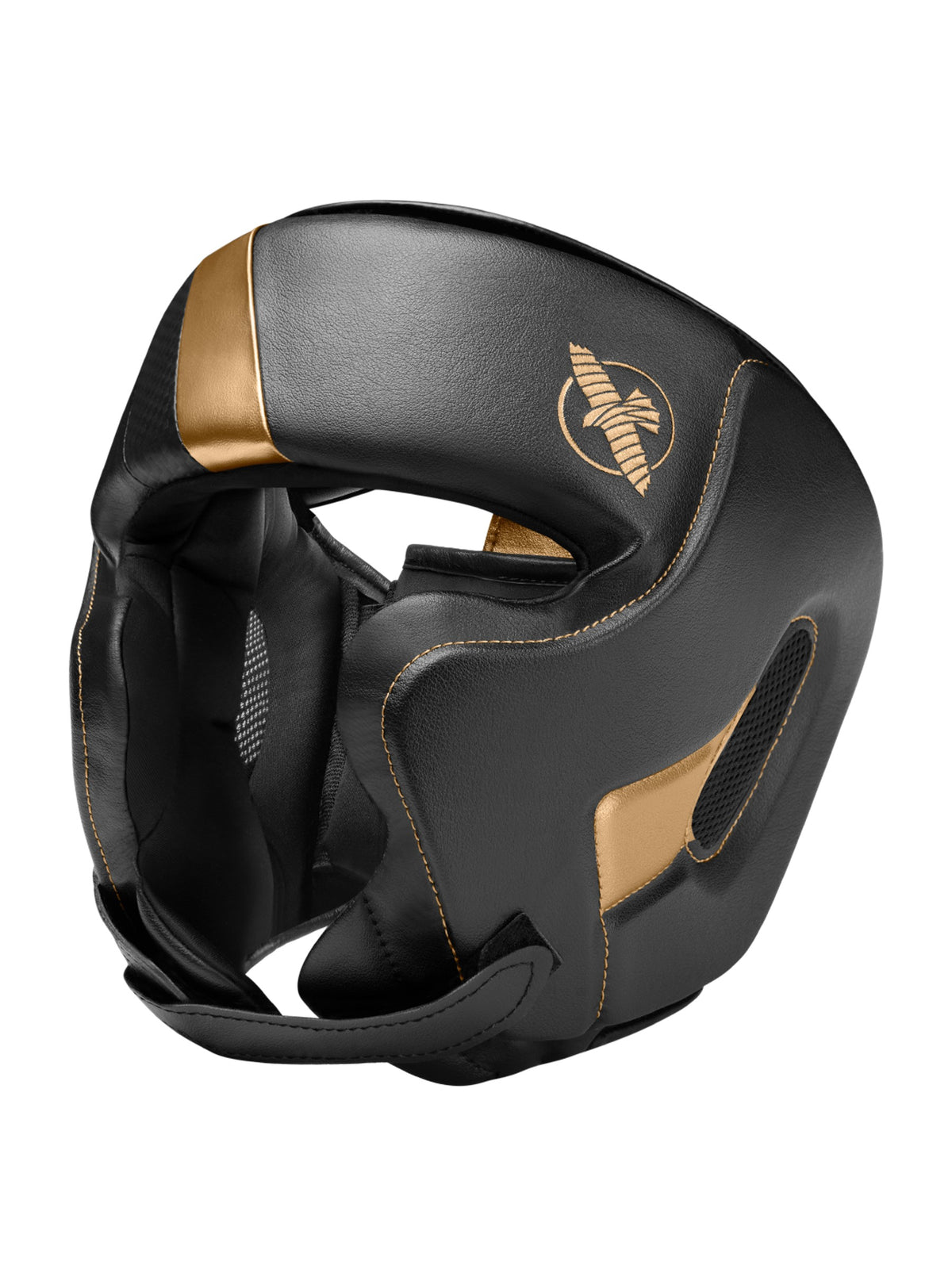 Hayabusa T3 Boxing Headgear – Black/Gold 3/4 Front