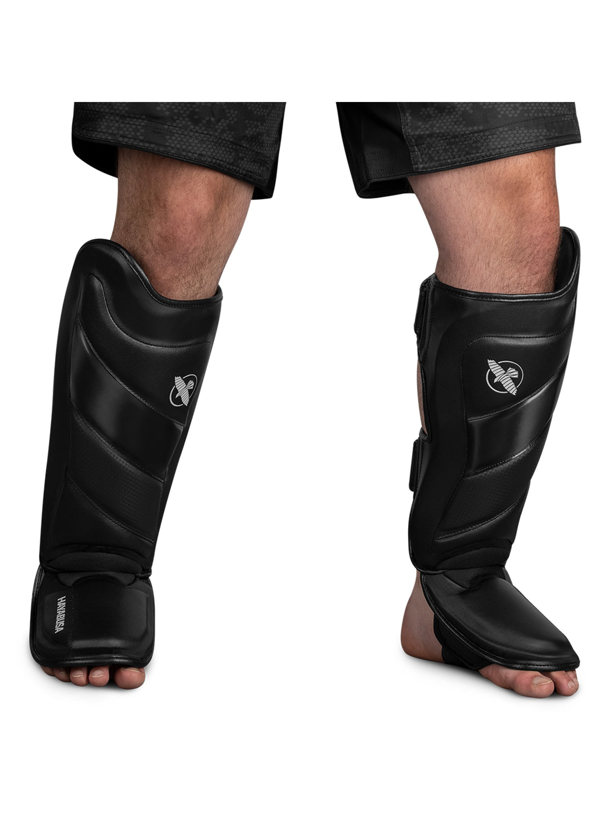 Hayabusa T3 Striking Shin Guards, black, feature graphic