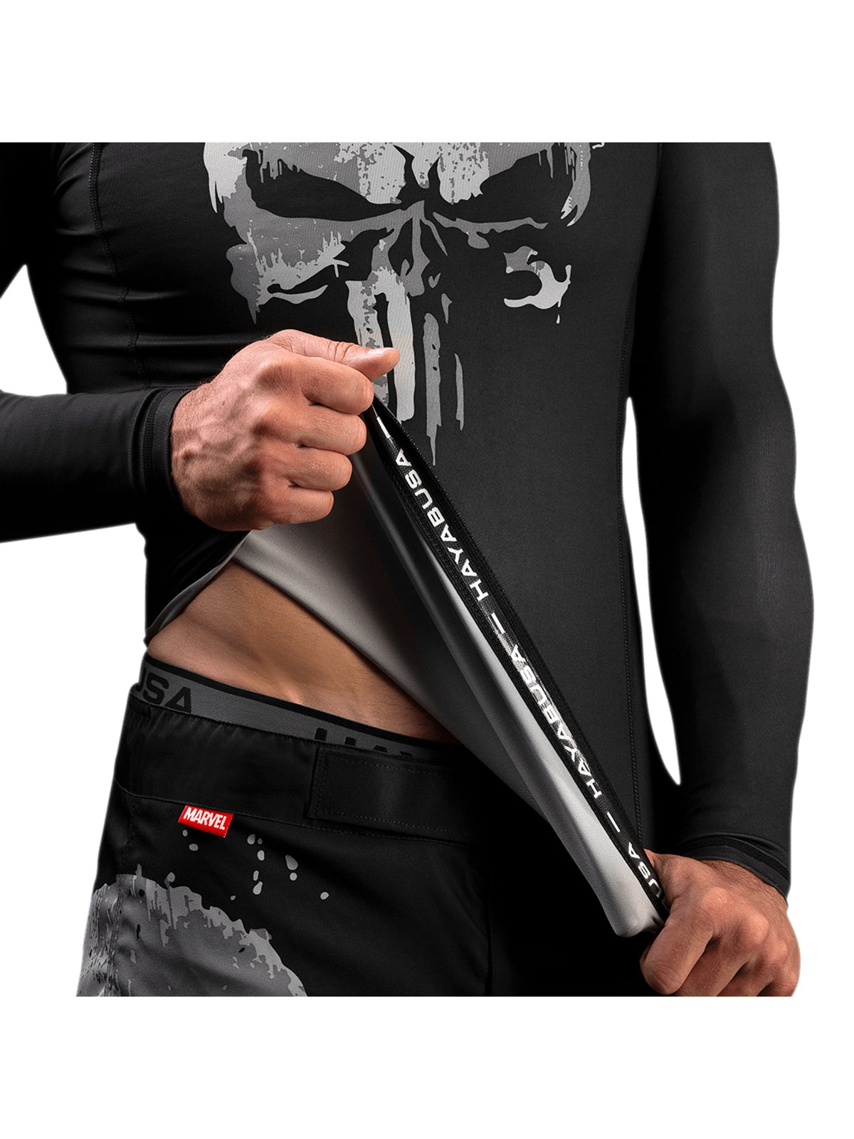 Marvel's The Punisher Long Sleeve Rash Guard, black, image 5