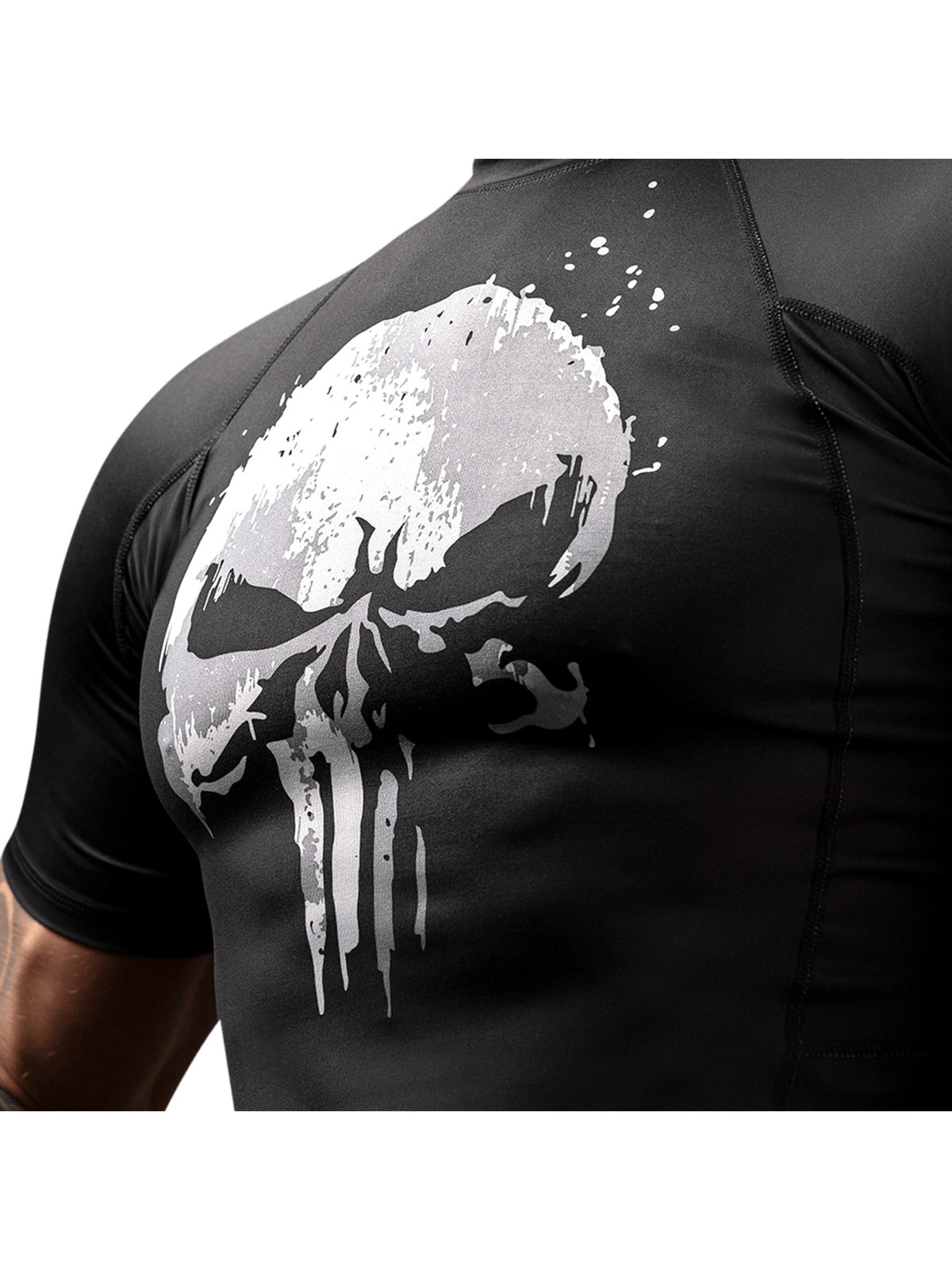 Marvel's The Punisher Short Sleeve Rash Guard, black, image 3