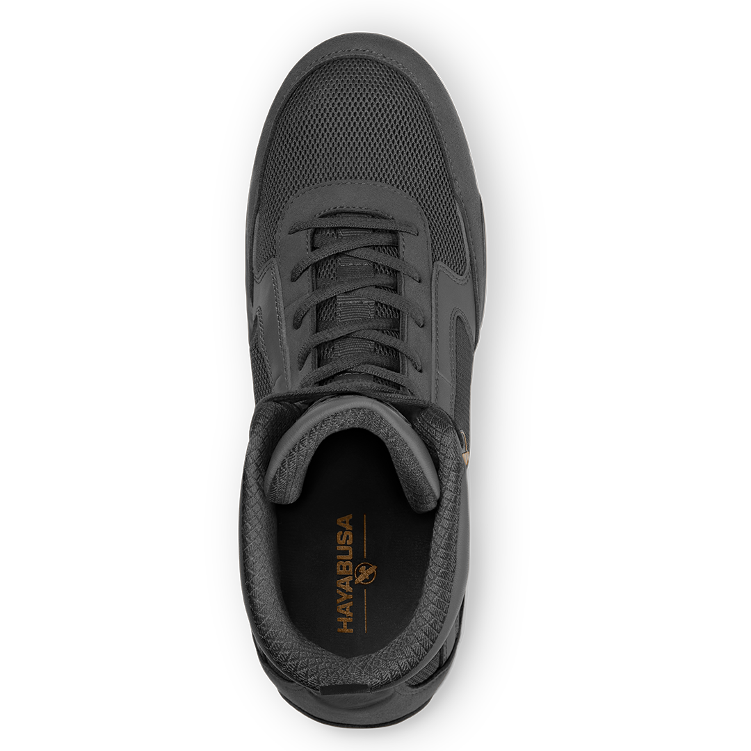 Hayabusa Pro Boxing Shoes – Black Flat Lay Front
