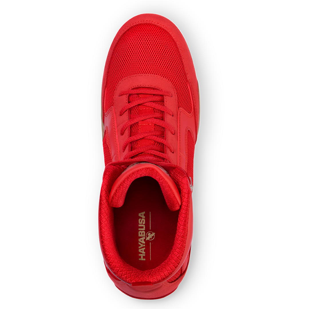 Hayabusa Pro Boxing Shoes – Red Flat Lay Front