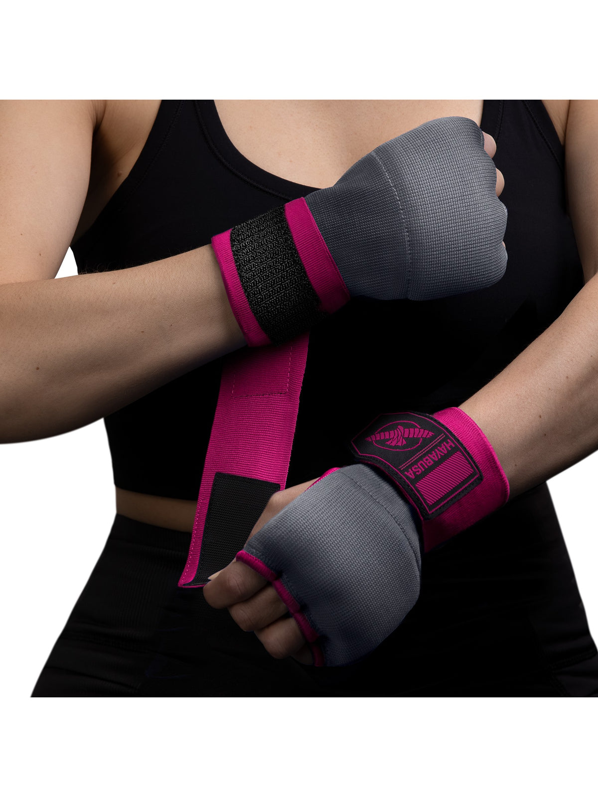 Hayabusa Quick Gel Hand Wraps, grey/pink, image 6